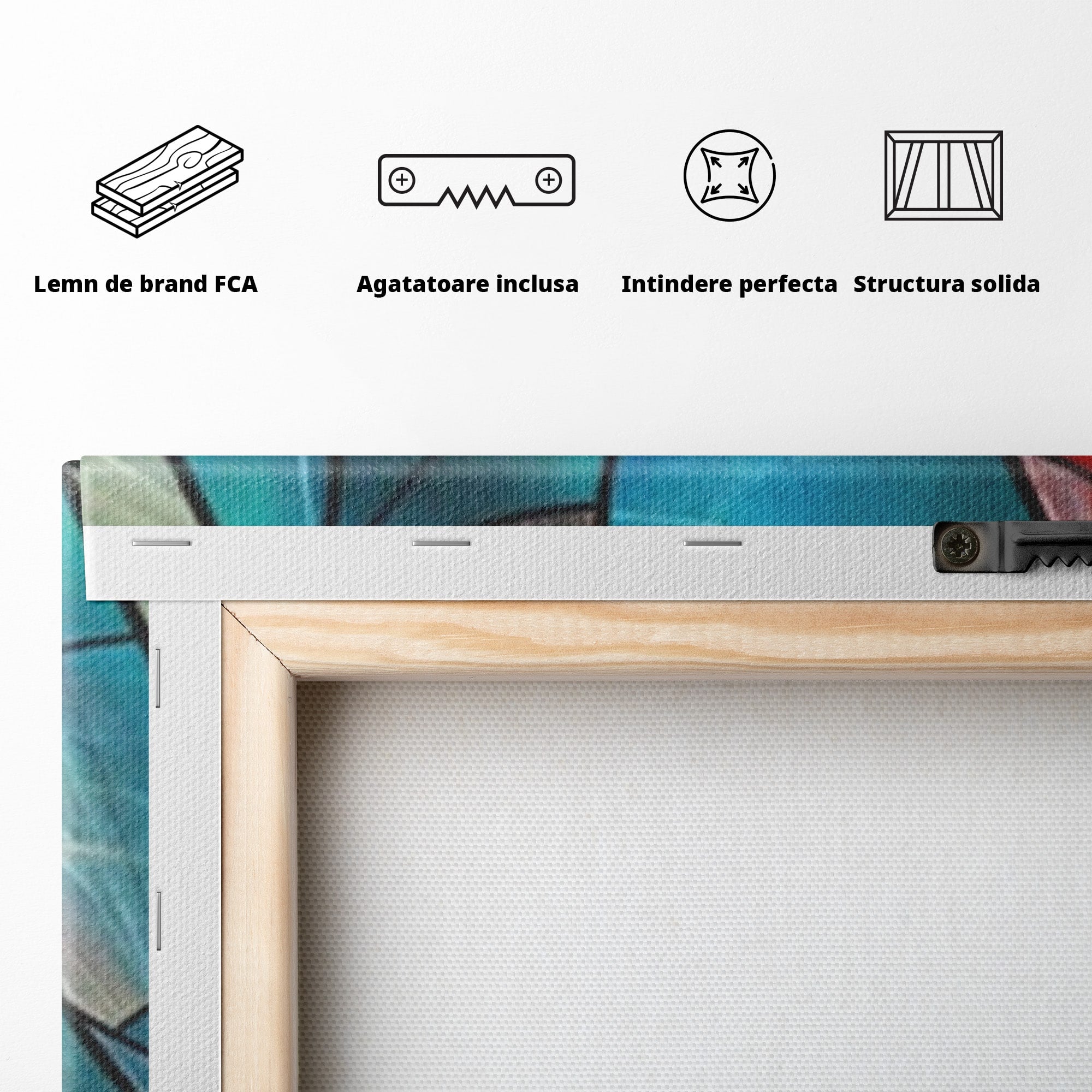 Set 3 Tablouri Canvas Premium LuxCanva® C3-1287, Vitralii Interioare, Geometrie, Culori, Abstract, Mozaic, Vitraliu, Fluid, Lumina, Arc, Val, Transparenta, Armonie, Expresiv, Curgere, Birou, Living, Dormitor