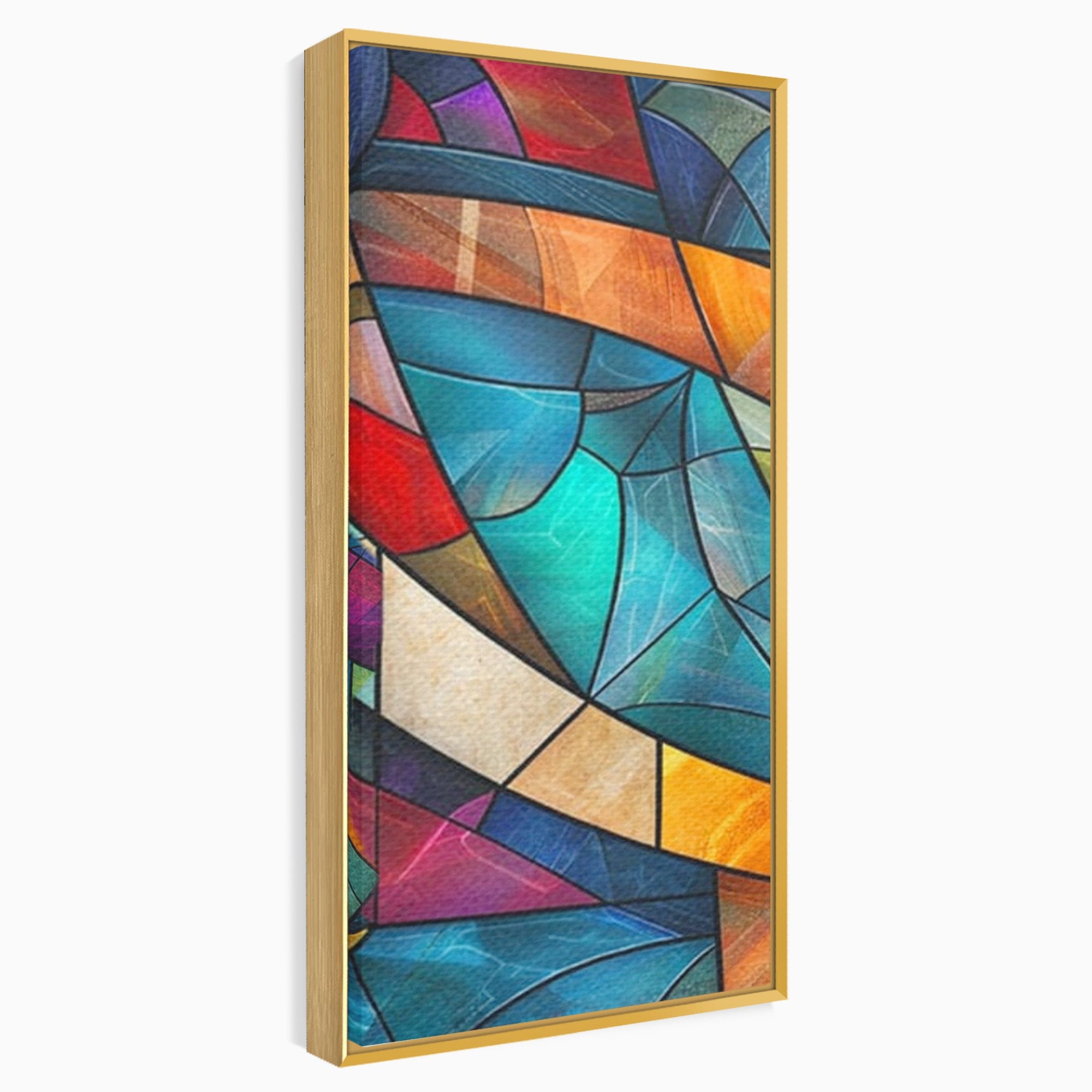 Set 3 Tablouri Canvas Premium LuxCanva® C3-1287, Vitralii Interioare, Geometrie, Culori, Abstract, Mozaic, Vitraliu, Fluid, Lumina, Arc, Val, Transparenta, Armonie, Expresiv, Curgere, Birou, Living, Dormitor