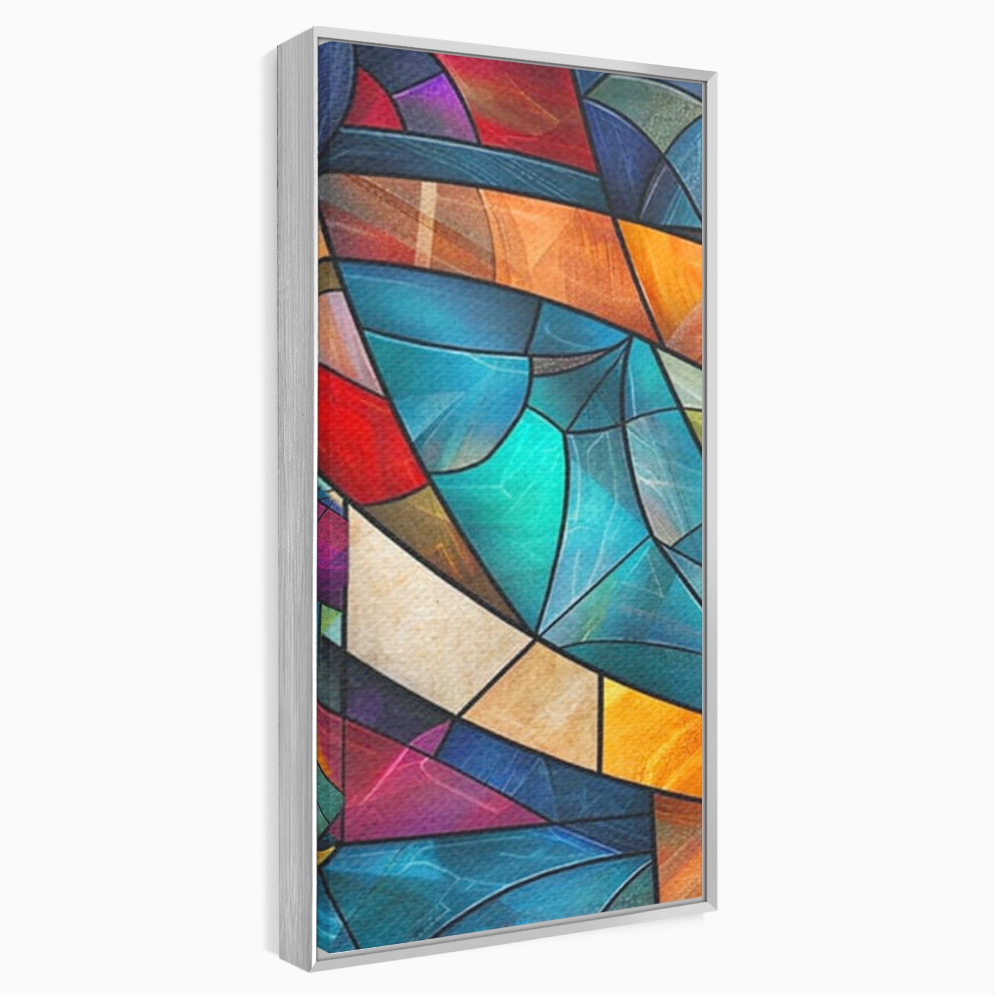 Set 3 Tablouri Canvas Premium LuxCanva® C3-1287, Vitralii Interioare, Geometrie, Culori, Abstract, Mozaic, Vitraliu, Fluid, Lumina, Arc, Val, Transparenta, Armonie, Expresiv, Curgere, Birou, Living, Dormitor