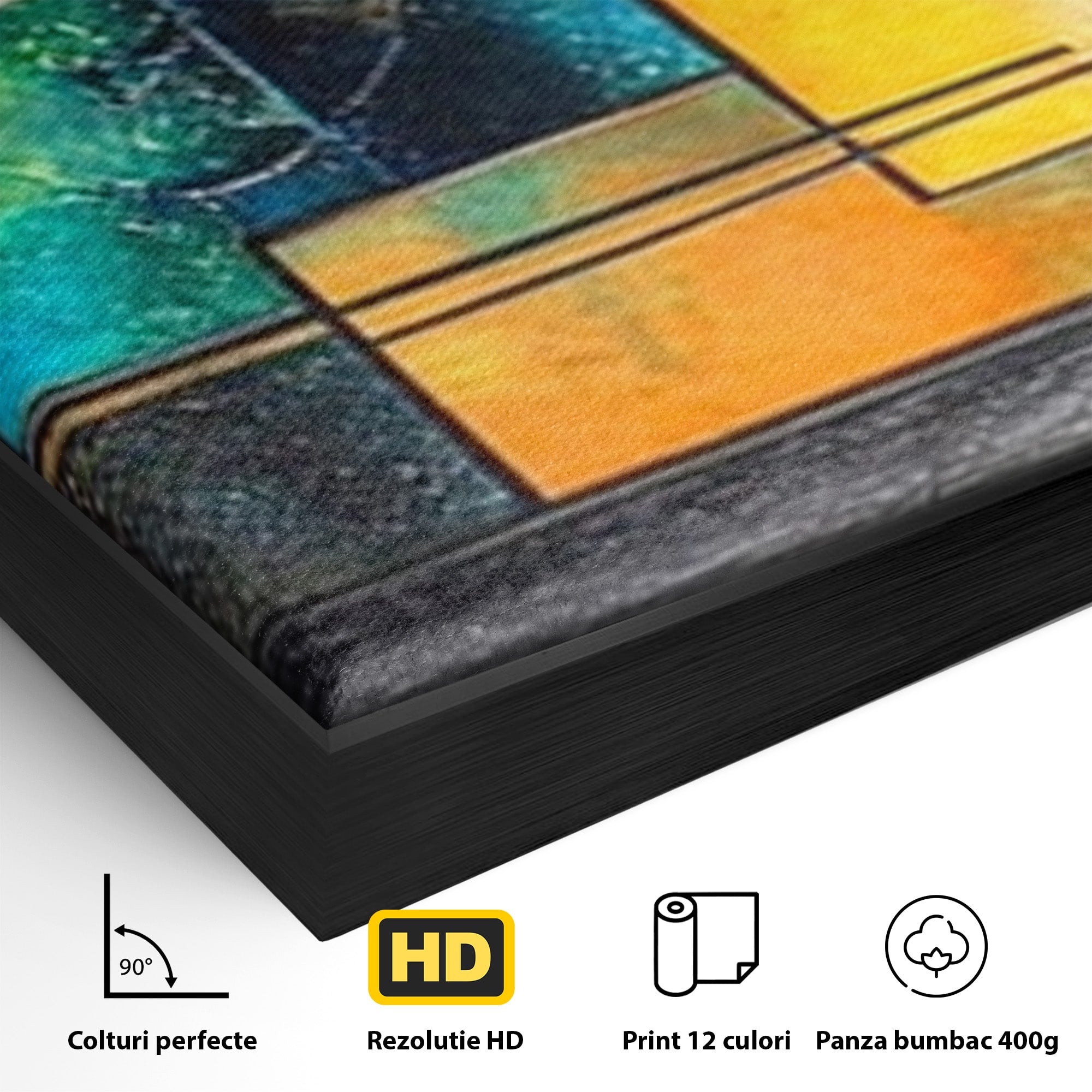 Set 3 Tablouri Canvas Premium LuxCanva® C3-1288, Orase Nevazute, Geometrie, Culori, Abstract, Aur, Turcoaz, Metal, Apa, Memorii, Liniste, Planuri, Timp, Harti, Fragment, Orizont, Birou, Living, Dormitor