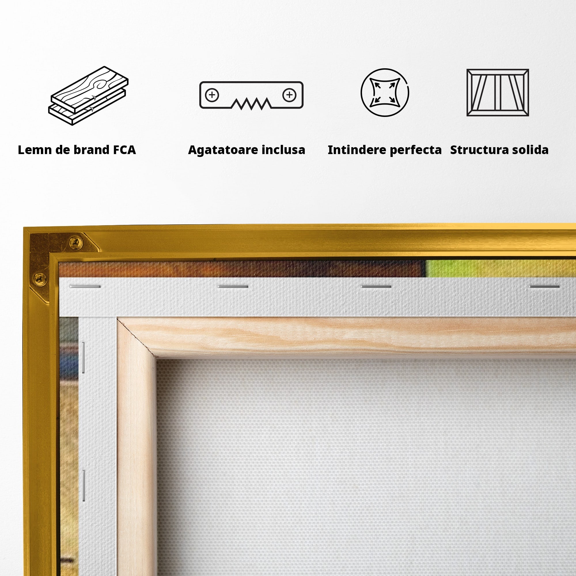 Set 3 Tablouri Canvas Premium LuxCanva® C3-1288, Orase Nevazute, Geometrie, Culori, Abstract, Aur, Turcoaz, Metal, Apa, Memorii, Liniste, Planuri, Timp, Harti, Fragment, Orizont, Birou, Living, Dormitor