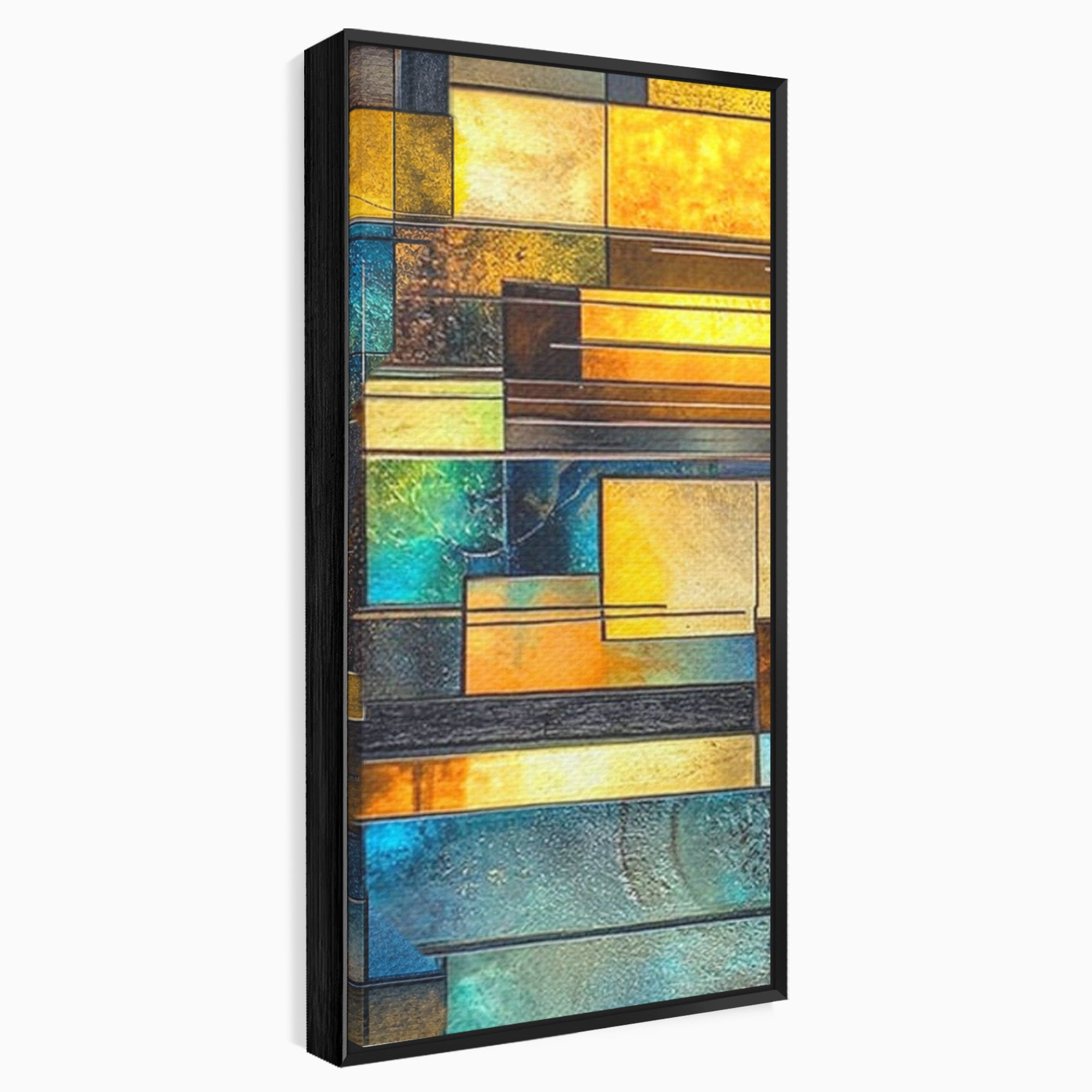 Set 3 Tablouri Canvas Premium LuxCanva® C3-1288, Orase Nevazute, Geometrie, Culori, Abstract, Aur, Turcoaz, Metal, Apa, Memorii, Liniste, Planuri, Timp, Harti, Fragment, Orizont, Birou, Living, Dormitor