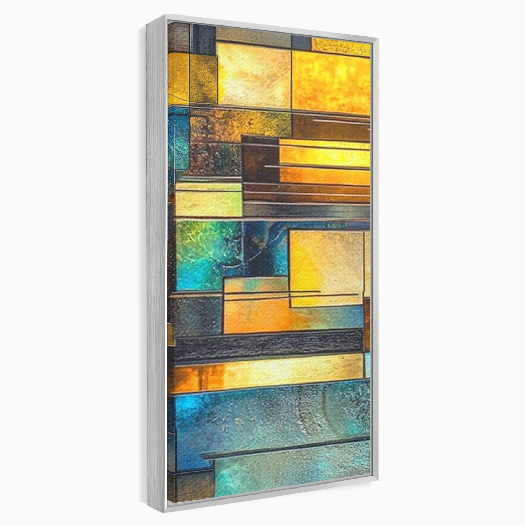 Set 3 Tablouri Canvas Premium LuxCanva® C3-1288, Orase Nevazute, Geometrie, Culori, Abstract, Aur, Turcoaz, Metal, Apa, Memorii, Liniste, Planuri, Timp, Harti, Fragment, Orizont, Birou, Living, Dormitor