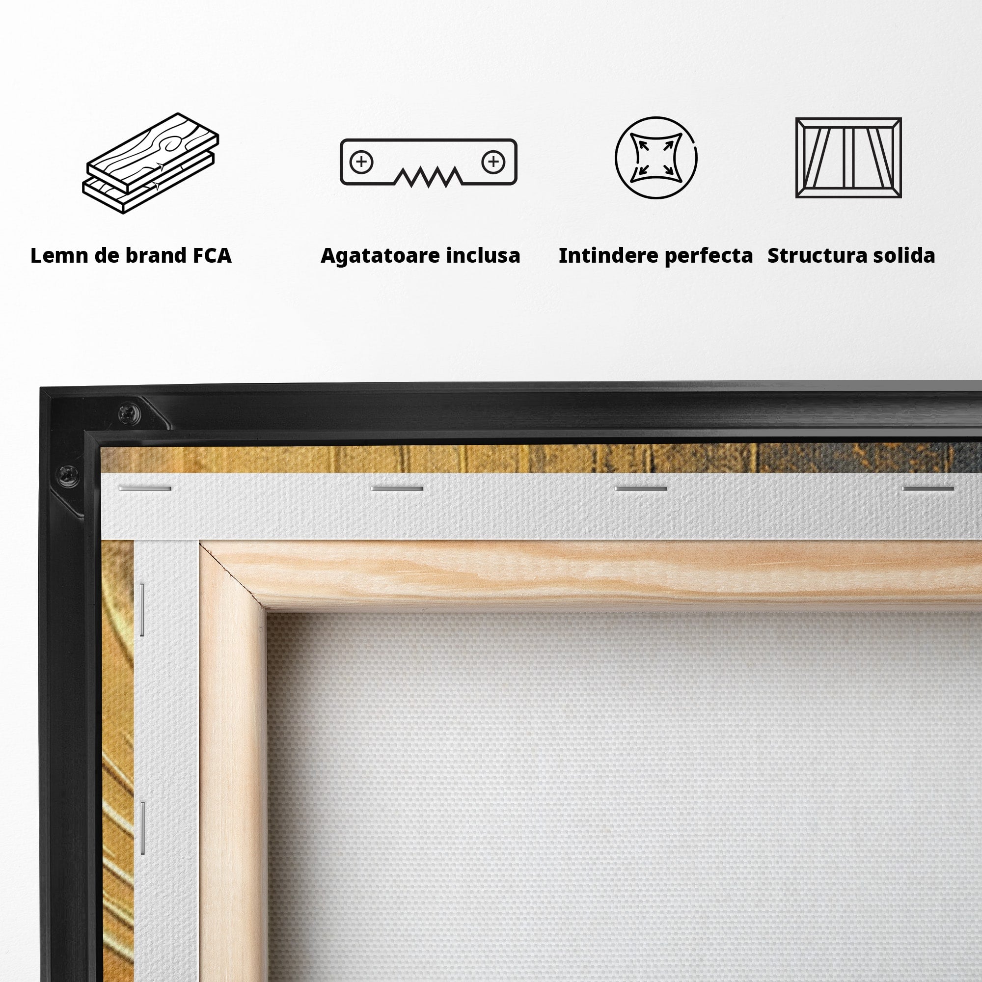 Set 3 Tablouri Canvas Premium LuxCanva® C3-1296, Timp in rotatie, Abstract, Aur, Negru, Spirala, Centru, Univers, Memorie, Rotire, Haos, Decoratiune, Cosmologic, Mister, Uragan, Birou, Living, Dormitor