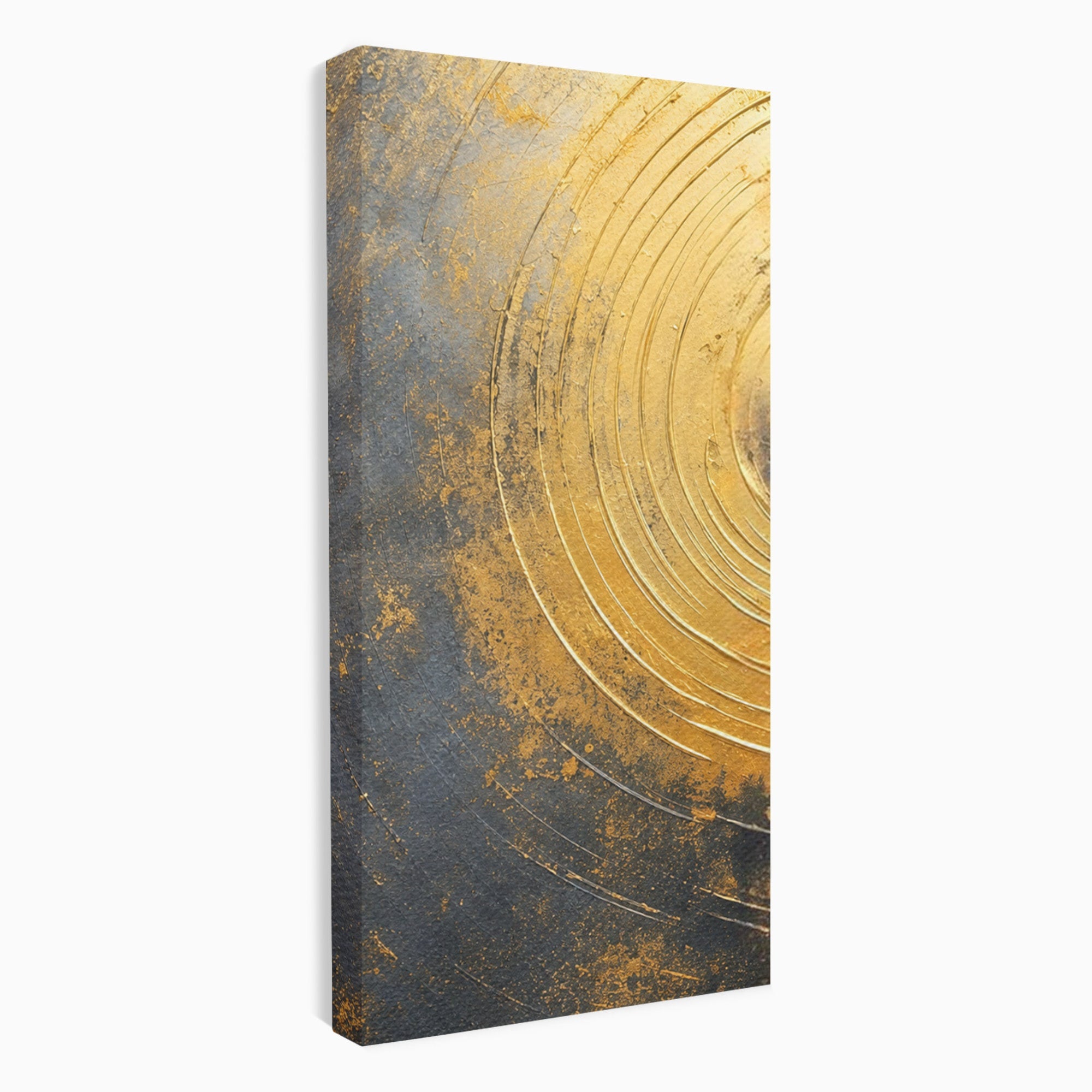 Set 3 Tablouri Canvas Premium LuxCanva® C3-1296, Timp in rotatie, Abstract, Aur, Negru, Spirala, Centru, Univers, Memorie, Rotire, Haos, Decoratiune, Cosmologic, Mister, Uragan, Birou, Living, Dormitor