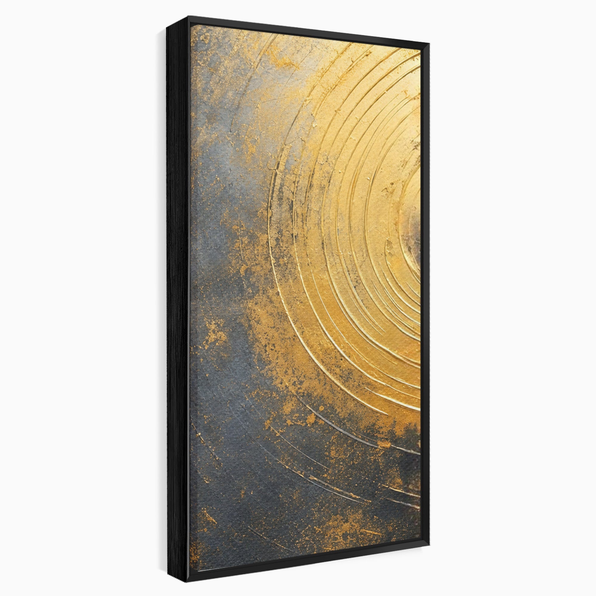 Set 3 Tablouri Canvas Premium LuxCanva® C3-1296, Timp in rotatie, Abstract, Aur, Negru, Spirala, Centru, Univers, Memorie, Rotire, Haos, Decoratiune, Cosmologic, Mister, Uragan, Birou, Living, Dormitor