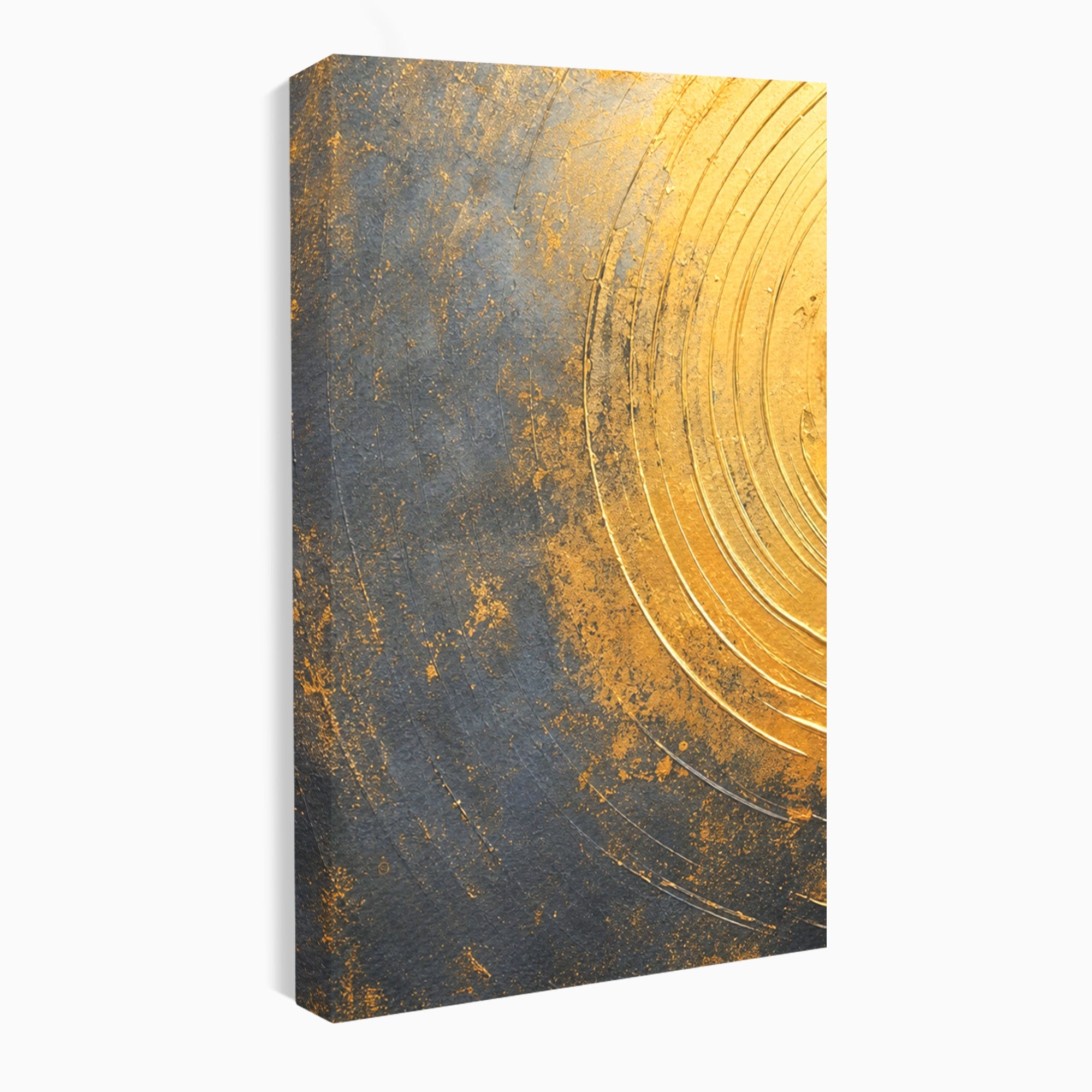 Set 3 Tablouri Canvas Premium LuxCanva® C3-1296, Timp in rotatie, Abstract, Aur, Negru, Spirala, Centru, Univers, Memorie, Rotire, Haos, Decoratiune, Cosmologic, Mister, Uragan, Birou, Living, Dormitor