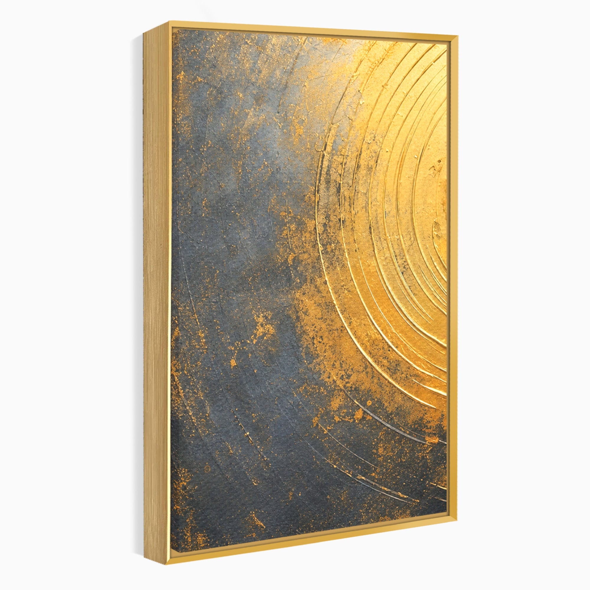 Set 3 Tablouri Canvas Premium LuxCanva® C3-1296, Timp in rotatie, Abstract, Aur, Negru, Spirala, Centru, Univers, Memorie, Rotire, Haos, Decoratiune, Cosmologic, Mister, Uragan, Birou, Living, Dormitor
