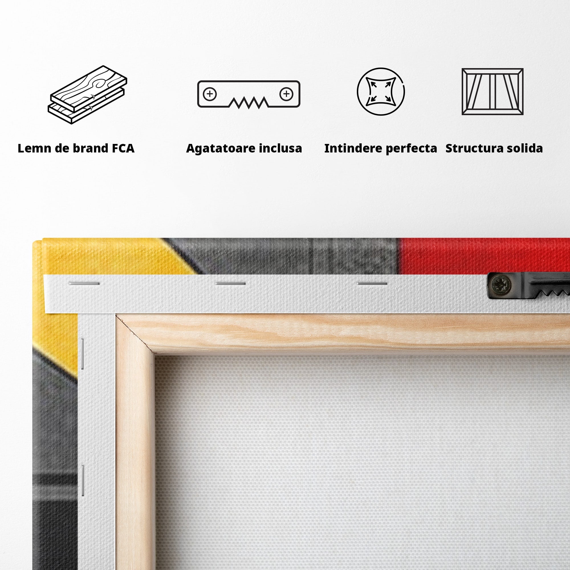 Set 3 Tablouri Canvas Premium LuxCanva® C3-1302, Cercul care taie linistea, Geometrie, Culori, Abstract, Echilibru, Rosu, Foc, Cerc, Ars, Linii, Arhitectura, Simbol, Design, Arta, Birou, Living, Dormitor