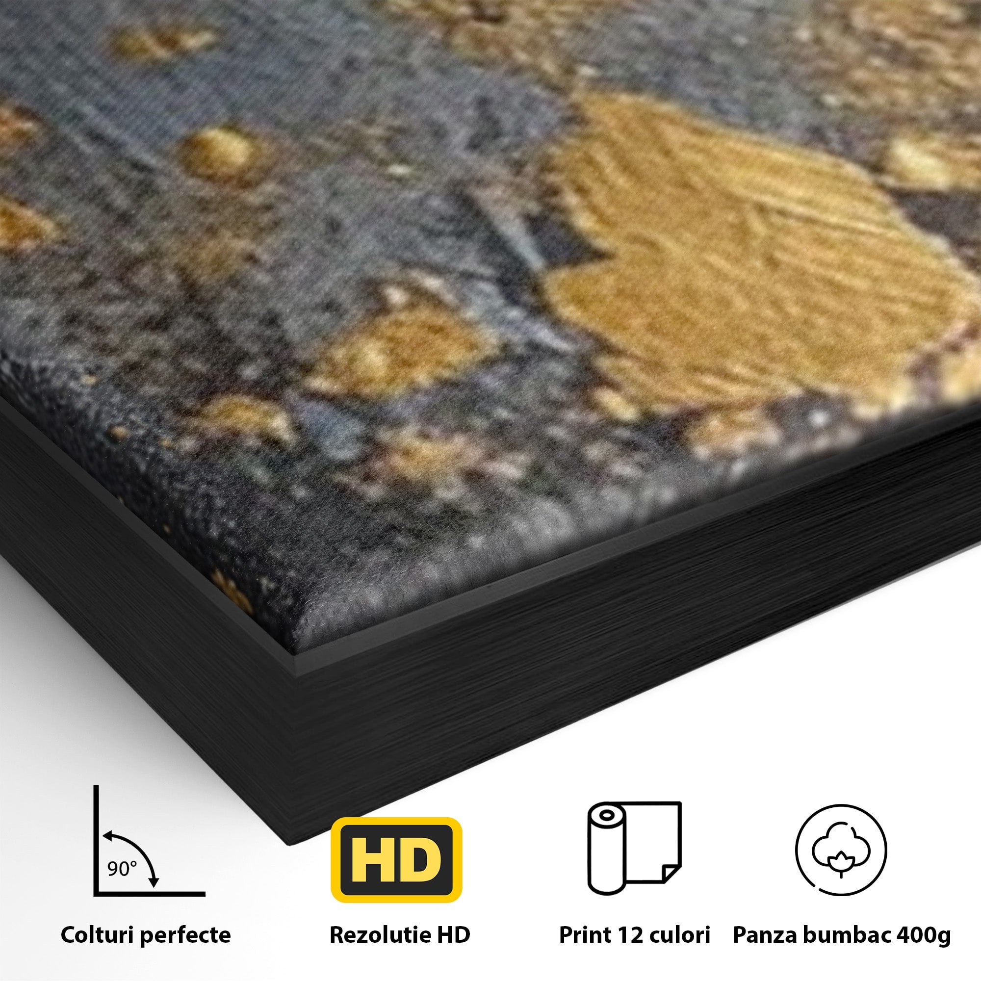 Set 3 Tablouri Canvas Premium LuxCanva® C3-1305, Tacere turnata in aur, Geometrie, Culori, Abstract, Auriu, Valuri, Minimalism, Design, Curgere, Miscare, Interior, Expozitie, Arta, Birou, Living, Dormitor