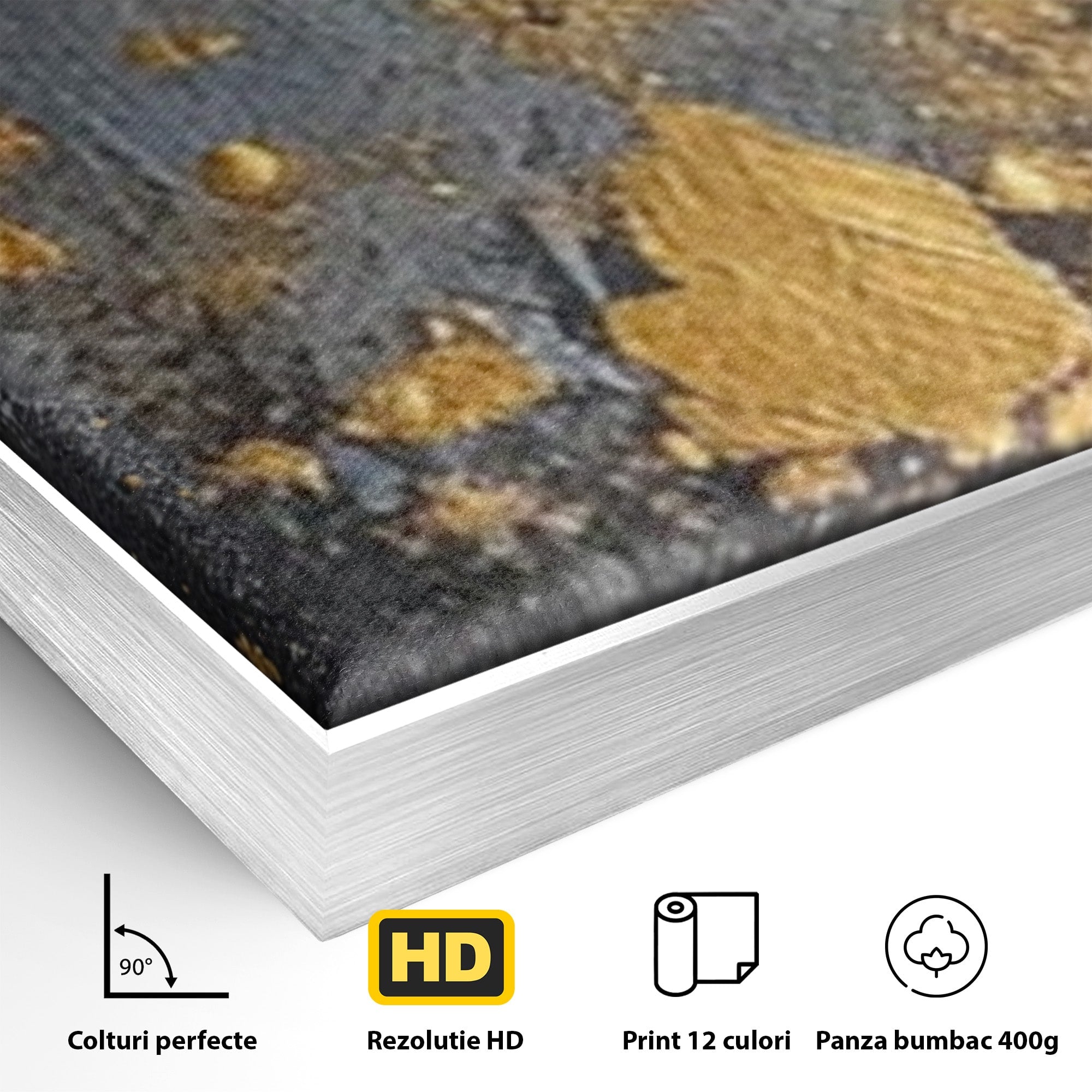 Set 3 Tablouri Canvas Premium LuxCanva® C3-1305, Tacere turnata in aur, Geometrie, Culori, Abstract, Auriu, Valuri, Minimalism, Design, Curgere, Miscare, Interior, Expozitie, Arta, Birou, Living, Dormitor