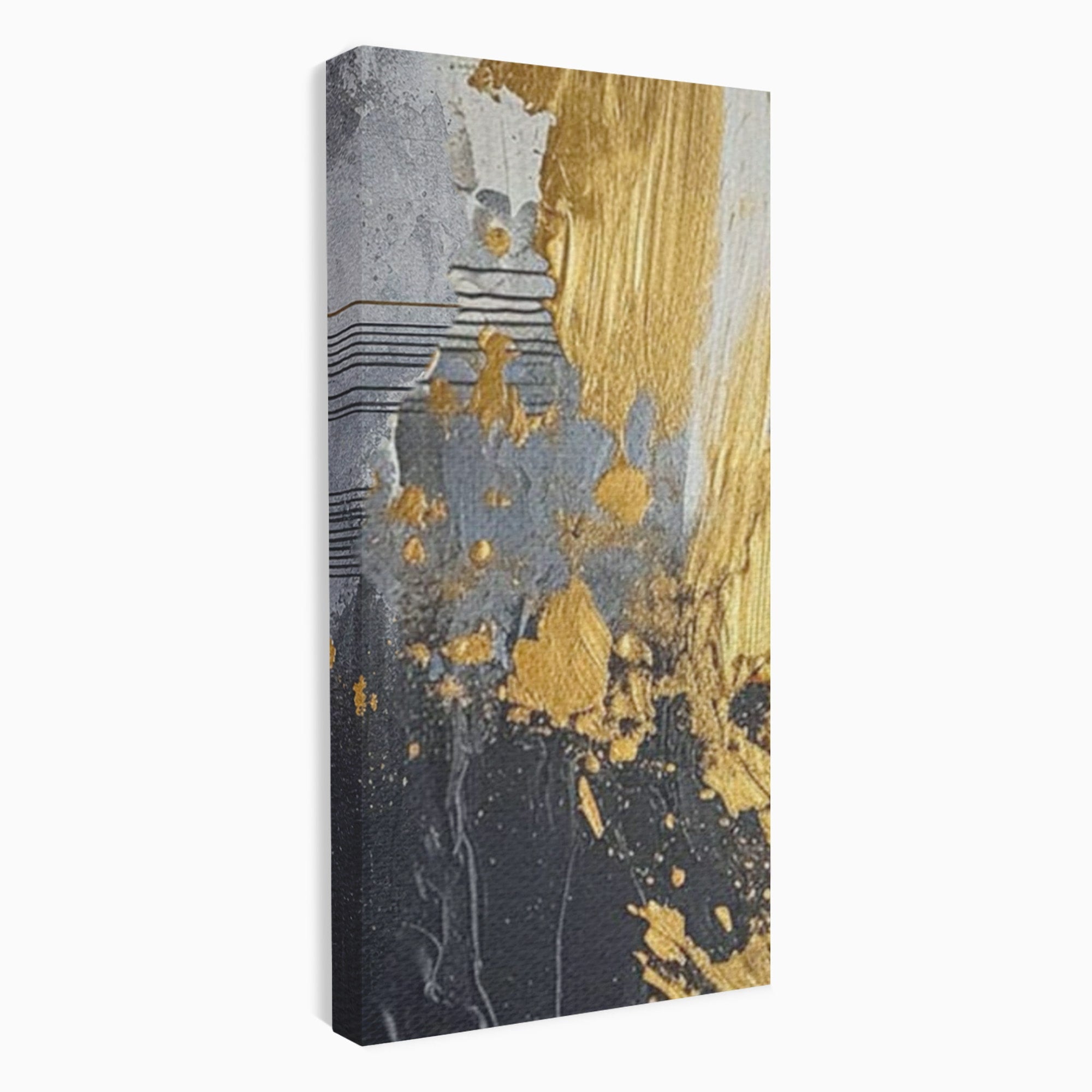 Set 3 Tablouri Canvas Premium LuxCanva® C3-1305, Tacere turnata in aur, Geometrie, Culori, Abstract, Auriu, Valuri, Minimalism, Design, Curgere, Miscare, Interior, Expozitie, Arta, Birou, Living, Dormitor
