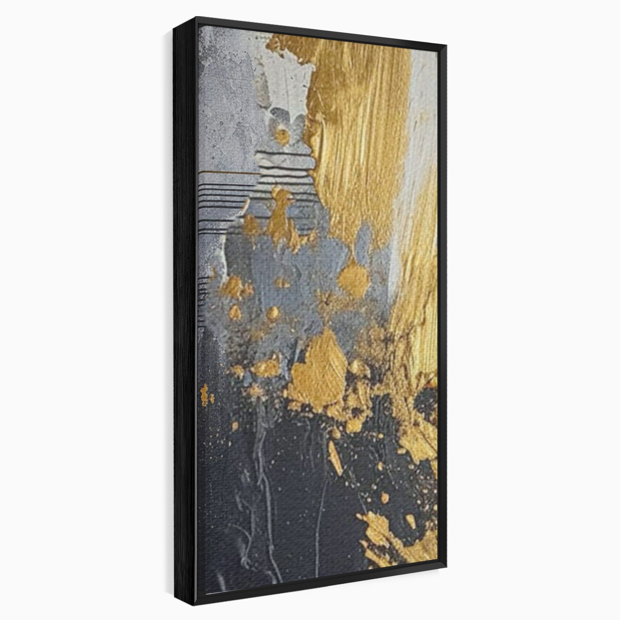 Set 3 Tablouri Canvas Premium LuxCanva® C3-1305, Tacere turnata in aur, Geometrie, Culori, Abstract, Auriu, Valuri, Minimalism, Design, Curgere, Miscare, Interior, Expozitie, Arta, Birou, Living, Dormitor