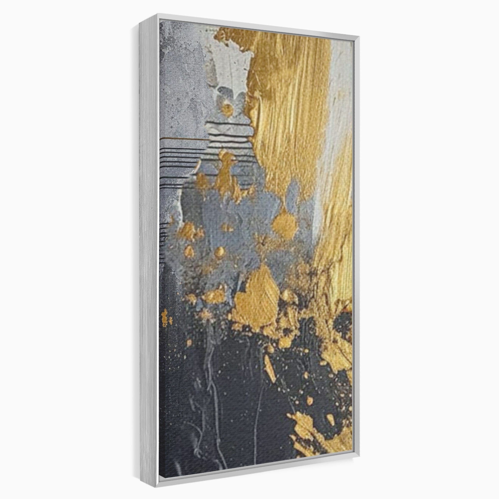 Set 3 Tablouri Canvas Premium LuxCanva® C3-1305, Tacere turnata in aur, Geometrie, Culori, Abstract, Auriu, Valuri, Minimalism, Design, Curgere, Miscare, Interior, Expozitie, Arta, Birou, Living, Dormitor