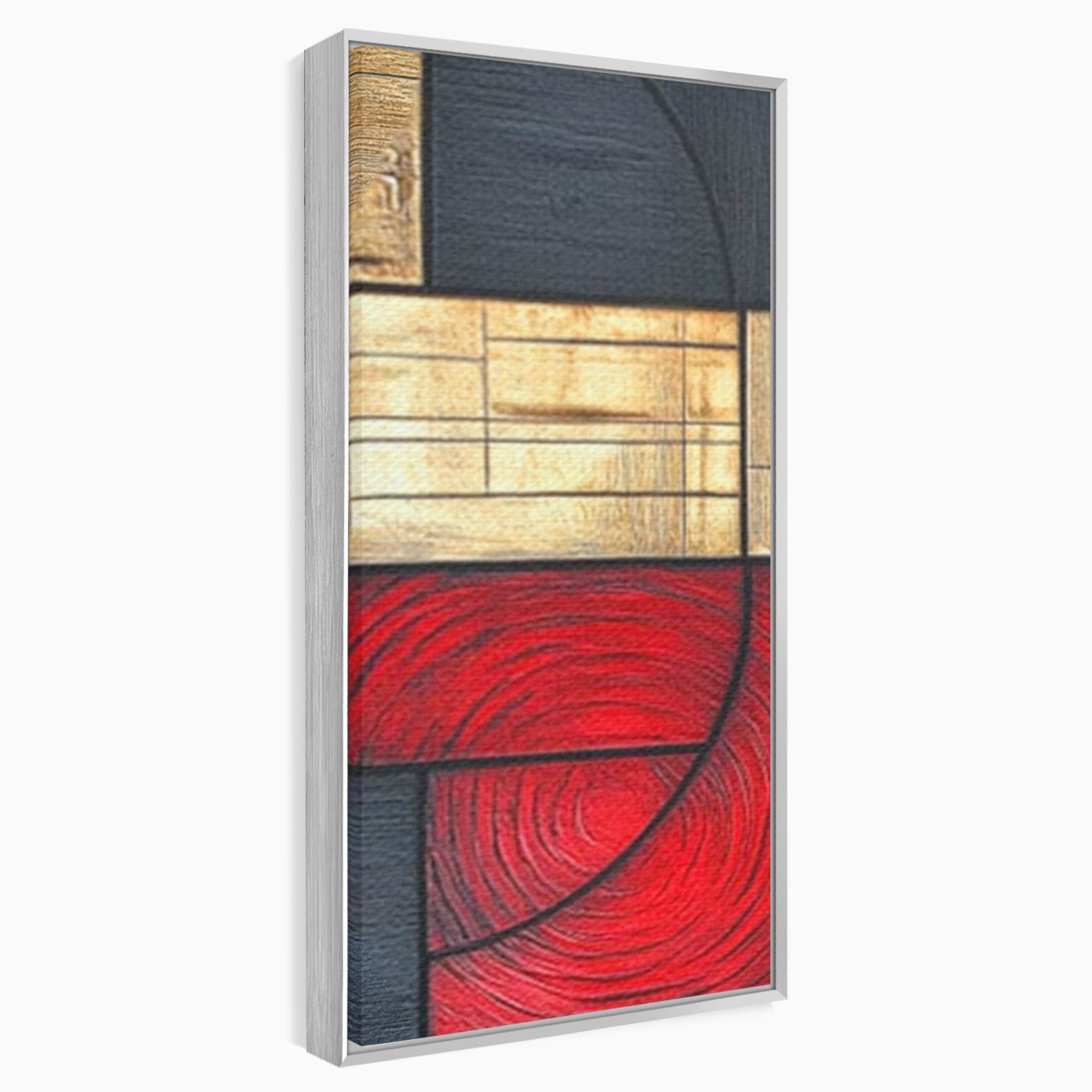 Set 3 Tablouri Canvas Premium LuxCanva® C3-1306, Ordinea pasiunii, Geometrie, Culori, Abstract, Auriu, Rosu, Negru, Minimalism, Design, Cerc, Labirint, Dorinta, Expozitie, Arta, Birou, Living, Dormitor