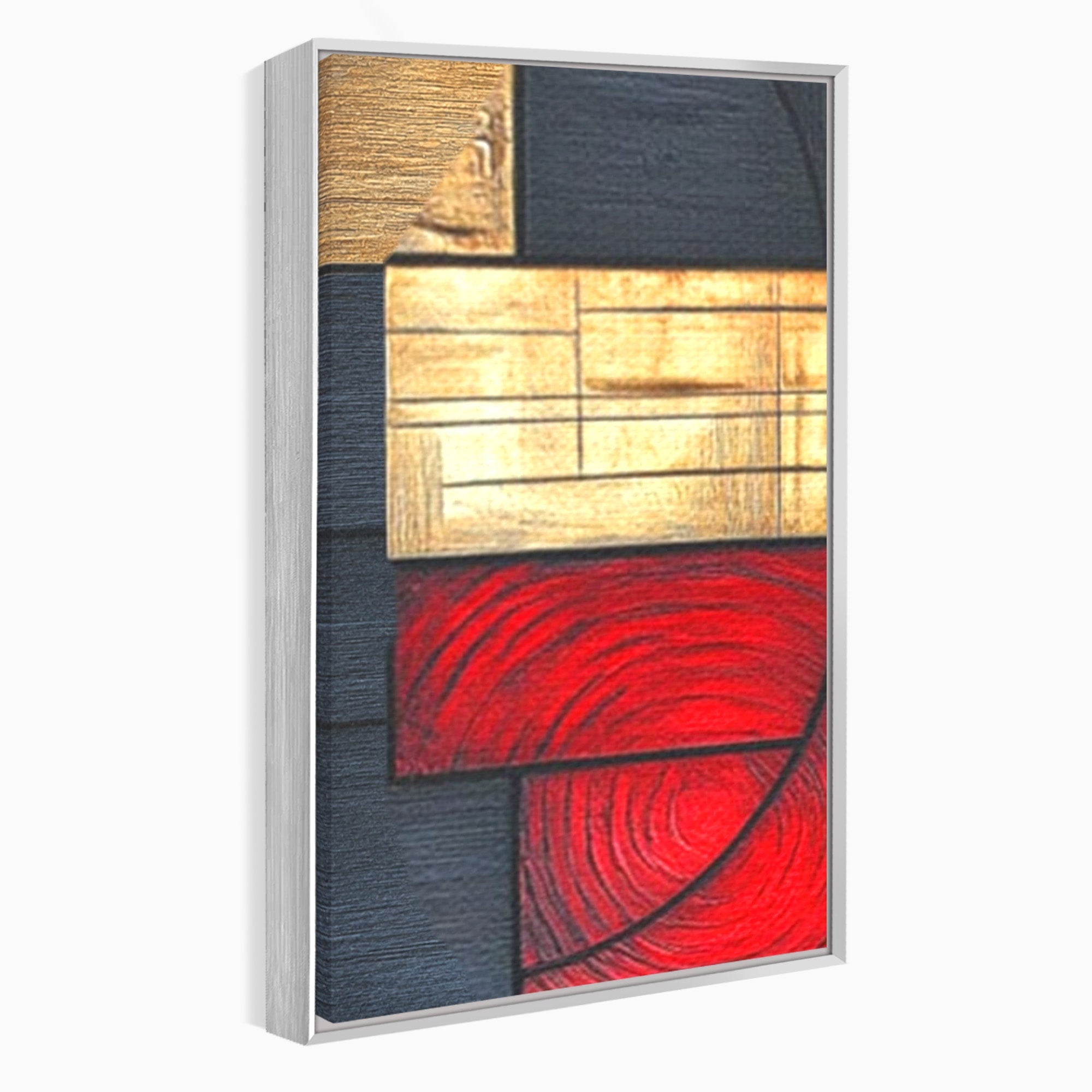 Set 3 Tablouri Canvas Premium LuxCanva® C3-1306, Ordinea pasiunii, Geometrie, Culori, Abstract, Auriu, Rosu, Negru, Minimalism, Design, Cerc, Labirint, Dorinta, Expozitie, Arta, Birou, Living, Dormitor