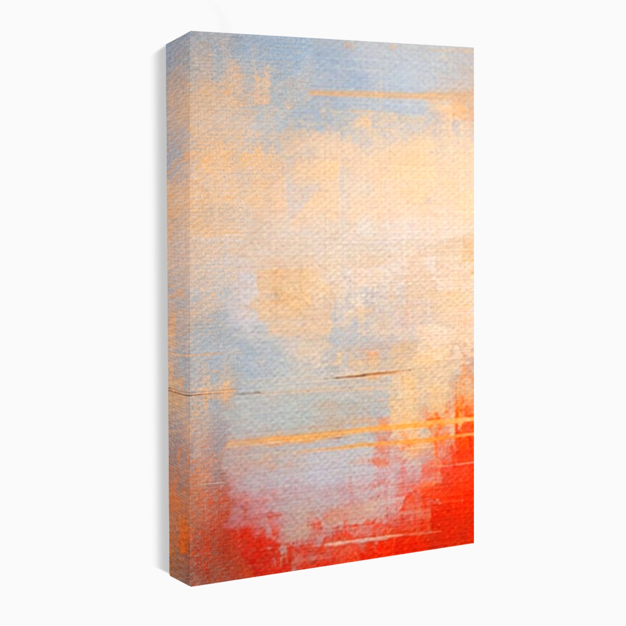 Set 3 Tablouri Canvas Premium LuxCanva® C3-1314, Intre Cer si Beton, Culori, Abstract, Dinamism, Modern, Portocaliu, Rosu, Gri, Conectare, Retea, Structura, Arhitectural, Ziduri, Birou, Living, Dormitor
