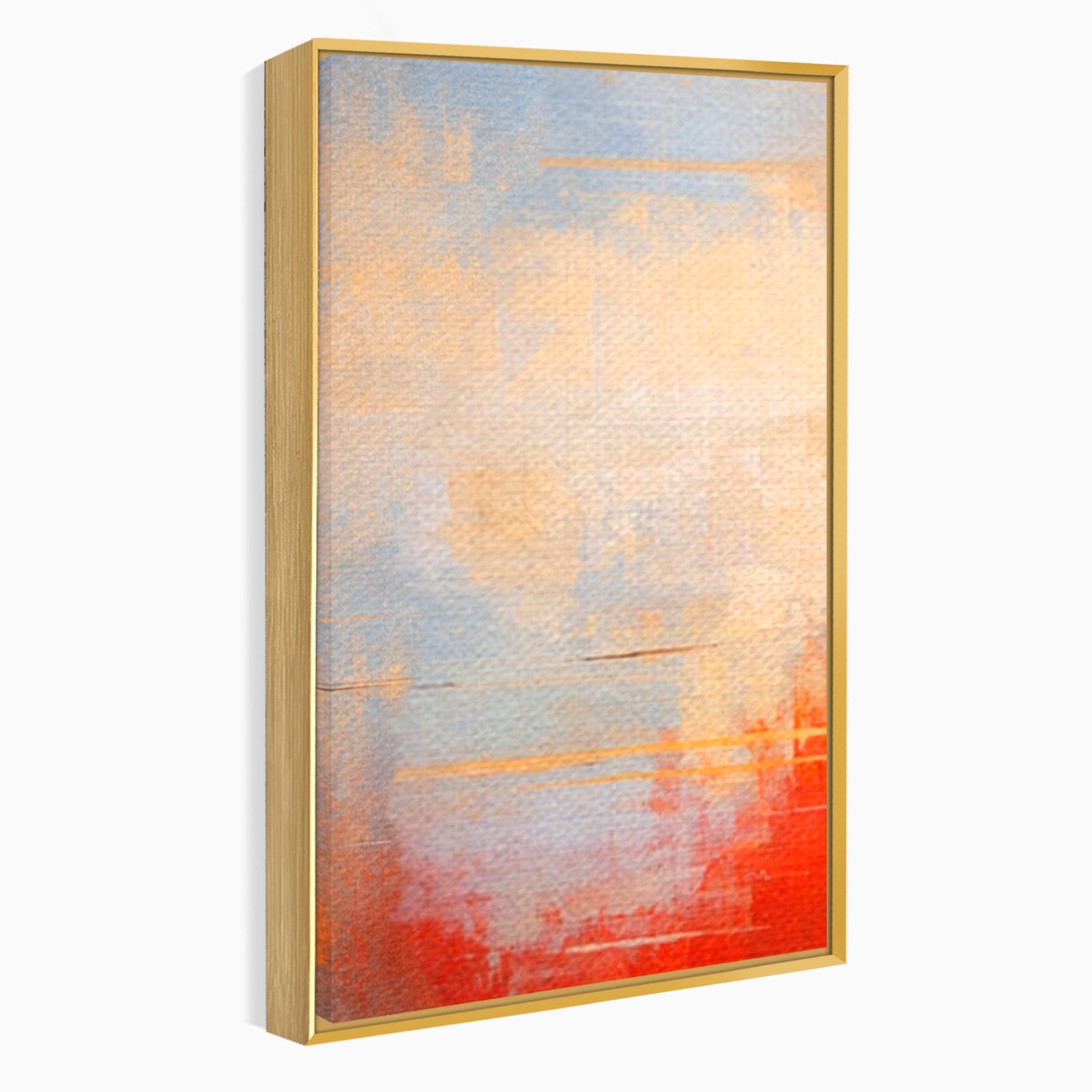 Set 3 Tablouri Canvas Premium LuxCanva® C3-1314, Intre Cer si Beton, Culori, Abstract, Dinamism, Modern, Portocaliu, Rosu, Gri, Conectare, Retea, Structura, Arhitectural, Ziduri, Birou, Living, Dormitor