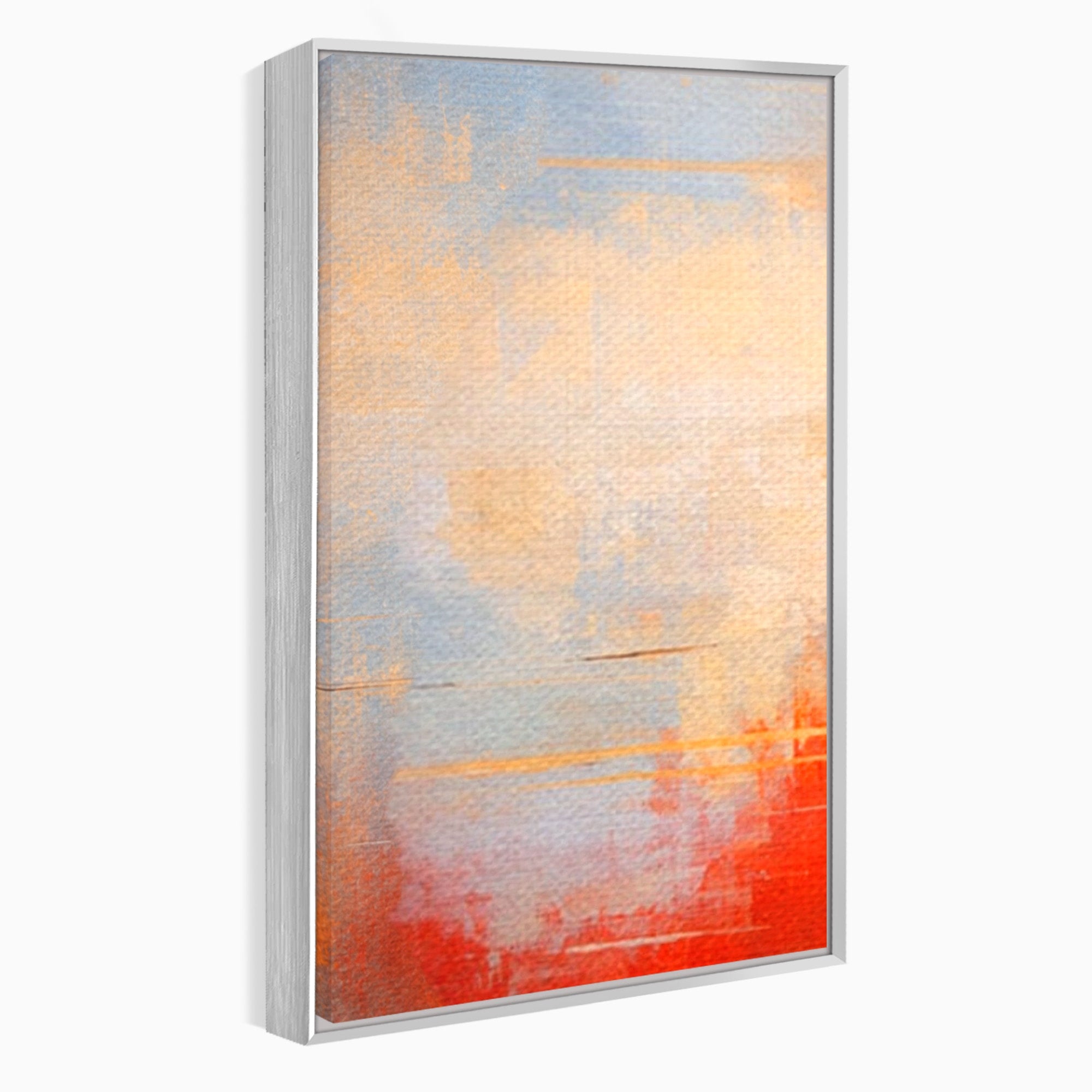Set 3 Tablouri Canvas Premium LuxCanva® C3-1314, Intre Cer si Beton, Culori, Abstract, Dinamism, Modern, Portocaliu, Rosu, Gri, Conectare, Retea, Structura, Arhitectural, Ziduri, Birou, Living, Dormitor
