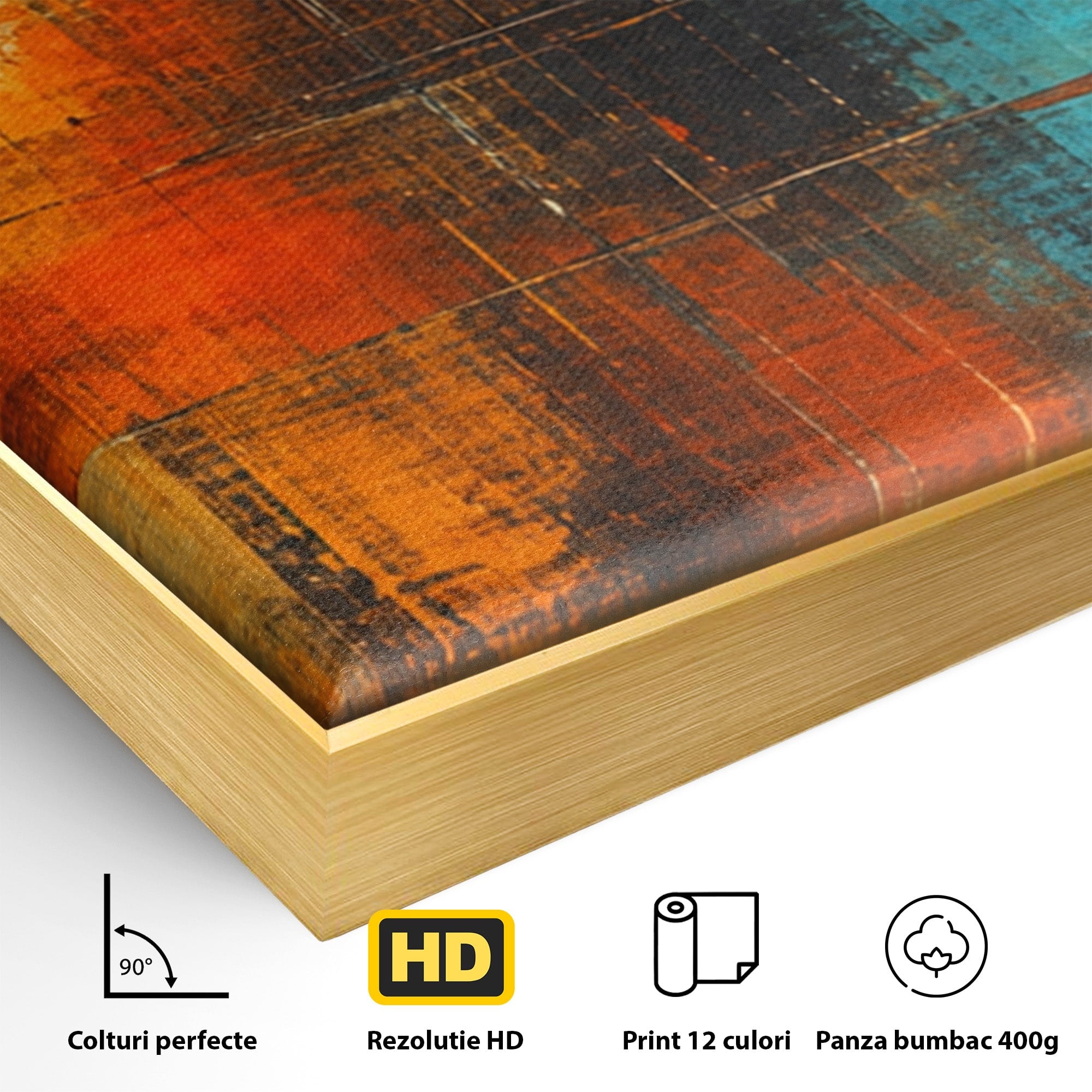 Set 3 Tablouri Canvas Premium LuxCanva® C3-1315, Ardere Lenta, Culori, Abstract, Dinamism, Modern, Portocaliu, Rosu, Albastru, Mare, Vapoare, Fereastra, Cer, Arhitectural, Ziduri, Birou, Living, Dormitor