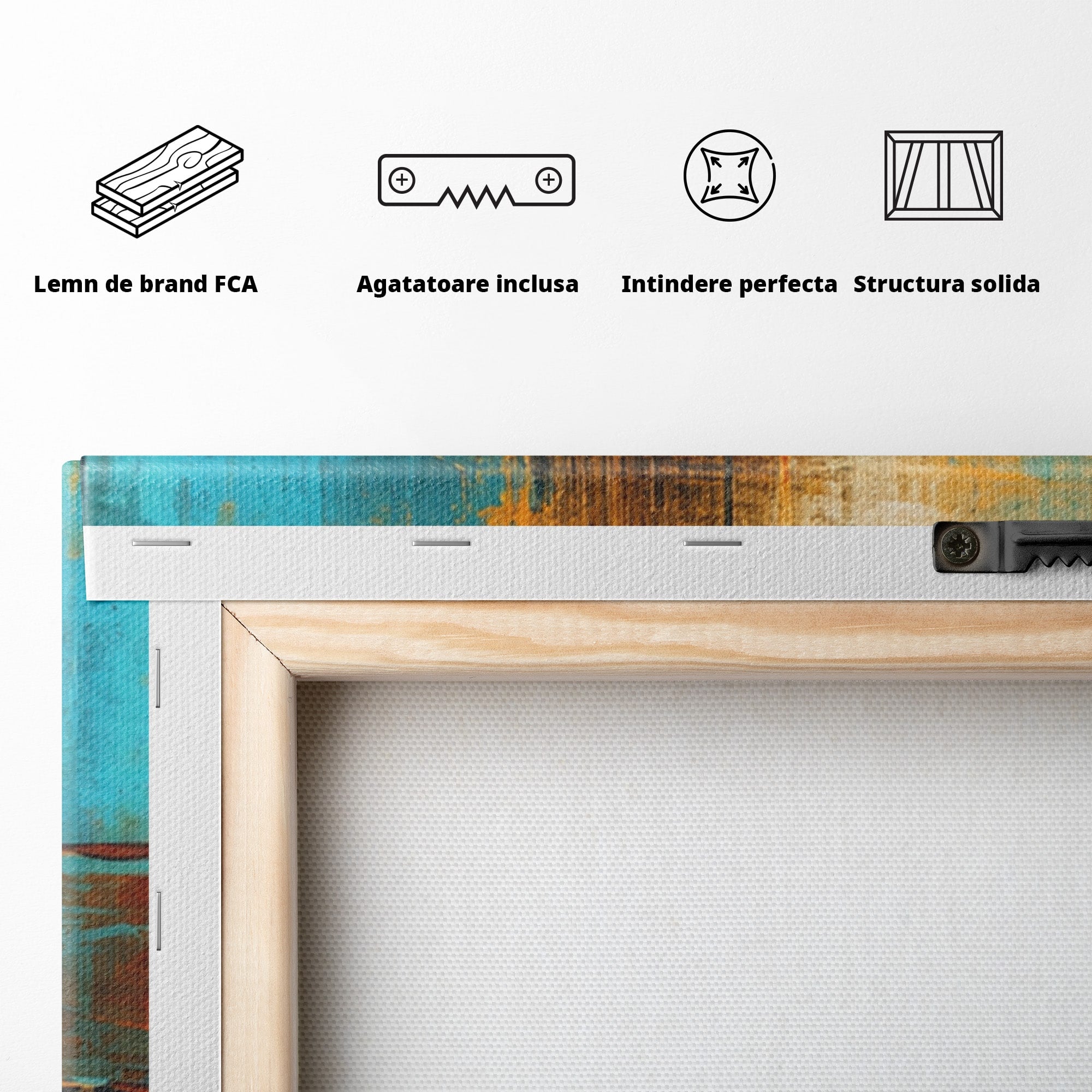 Set 3 Tablouri Canvas Premium LuxCanva® C3-1315, Ardere Lenta, Culori, Abstract, Dinamism, Modern, Portocaliu, Rosu, Albastru, Mare, Vapoare, Fereastra, Cer, Arhitectural, Ziduri, Birou, Living, Dormitor