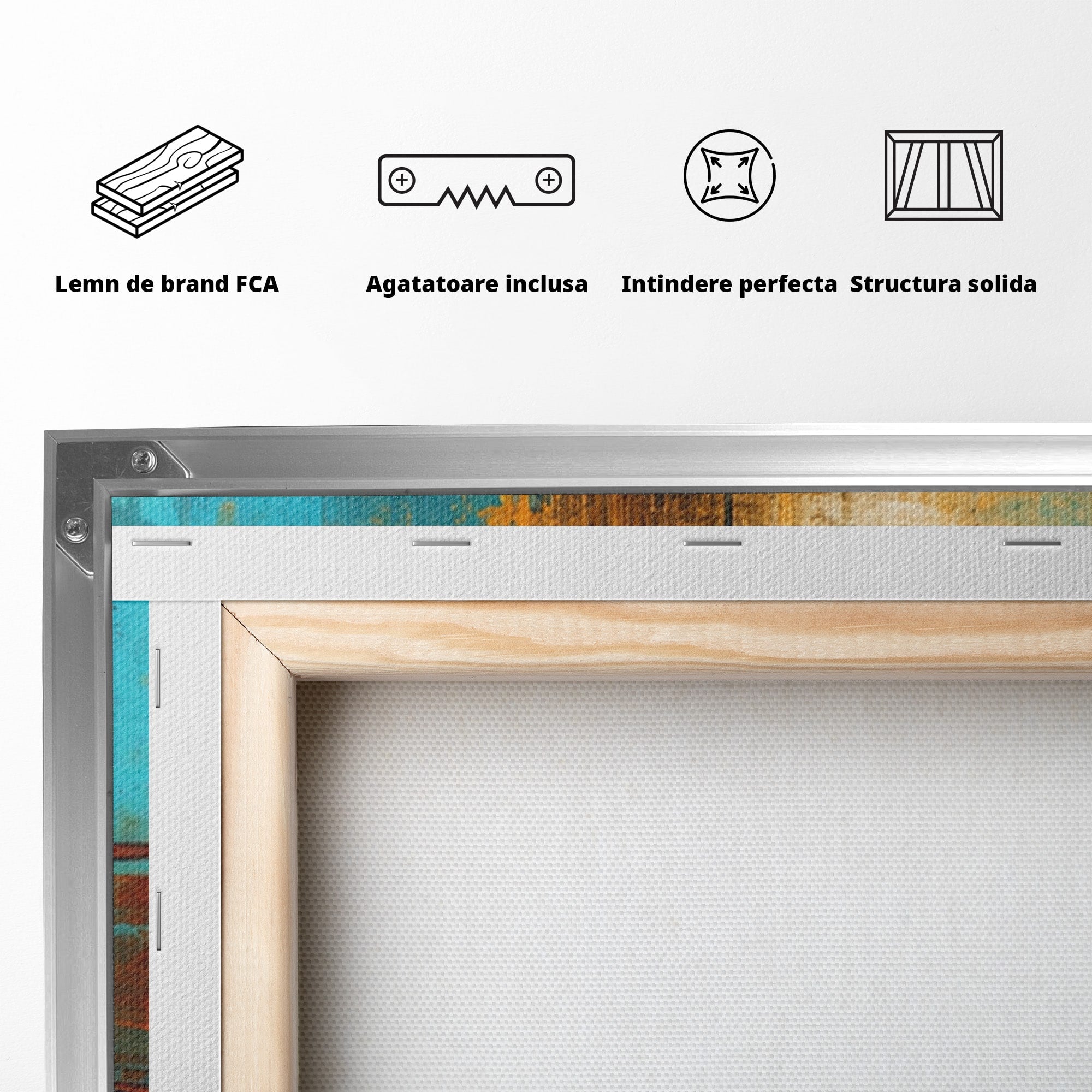 Set 3 Tablouri Canvas Premium LuxCanva® C3-1315, Ardere Lenta, Culori, Abstract, Dinamism, Modern, Portocaliu, Rosu, Albastru, Mare, Vapoare, Fereastra, Cer, Arhitectural, Ziduri, Birou, Living, Dormitor