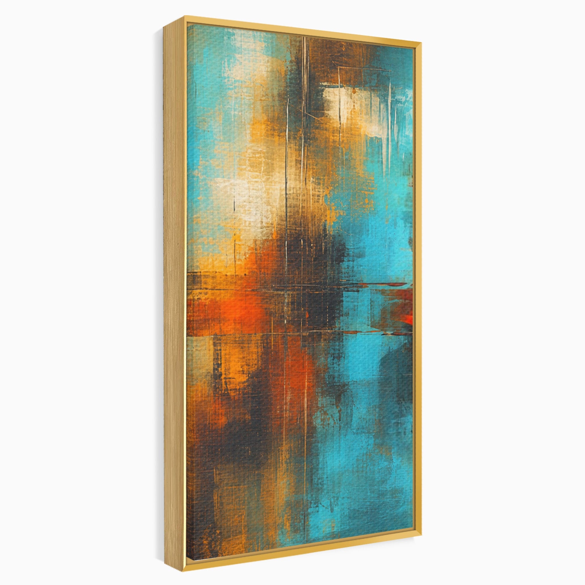 Set 3 Tablouri Canvas Premium LuxCanva® C3-1315, Ardere Lenta, Culori, Abstract, Dinamism, Modern, Portocaliu, Rosu, Albastru, Mare, Vapoare, Fereastra, Cer, Arhitectural, Ziduri, Birou, Living, Dormitor