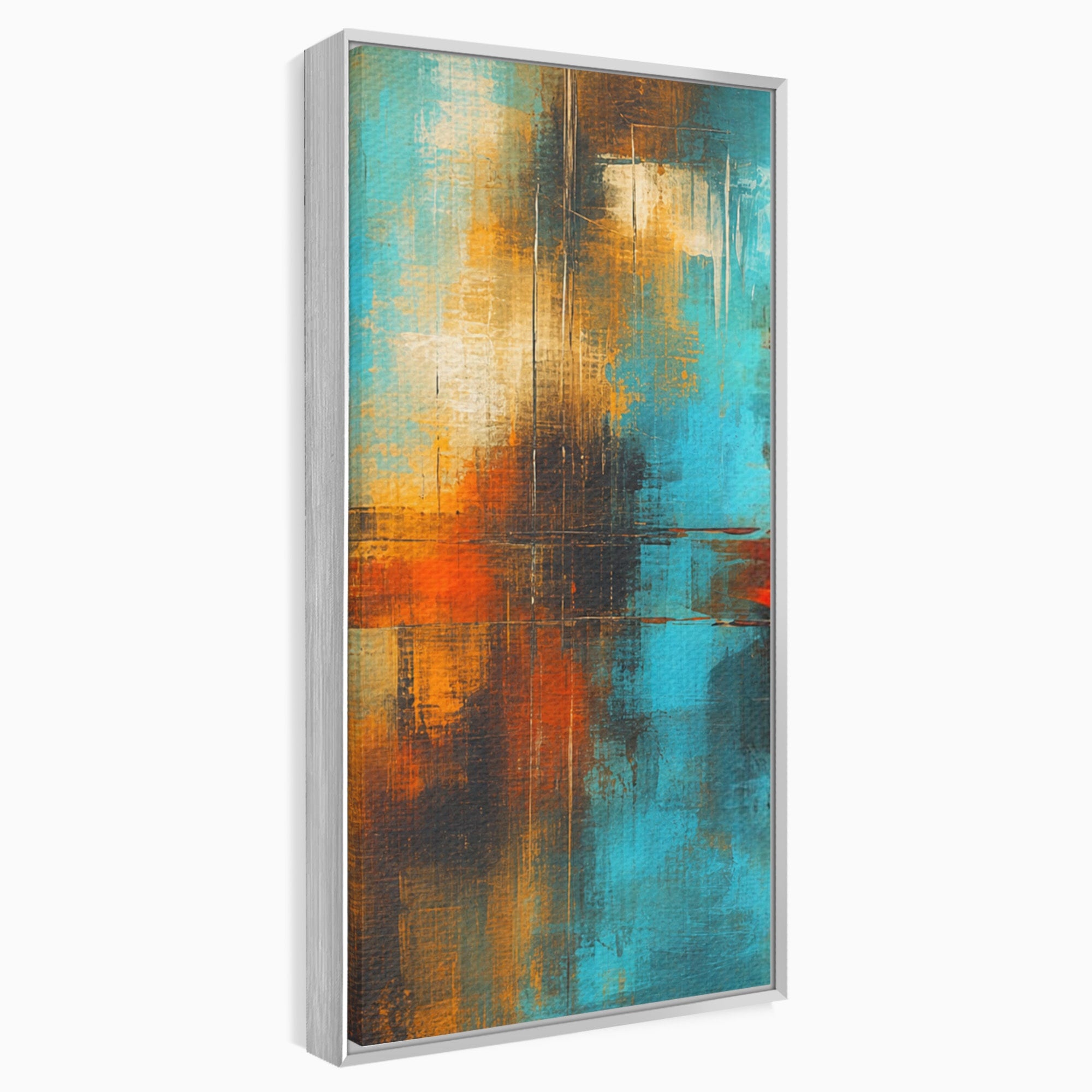 Set 3 Tablouri Canvas Premium LuxCanva® C3-1315, Ardere Lenta, Culori, Abstract, Dinamism, Modern, Portocaliu, Rosu, Albastru, Mare, Vapoare, Fereastra, Cer, Arhitectural, Ziduri, Birou, Living, Dormitor