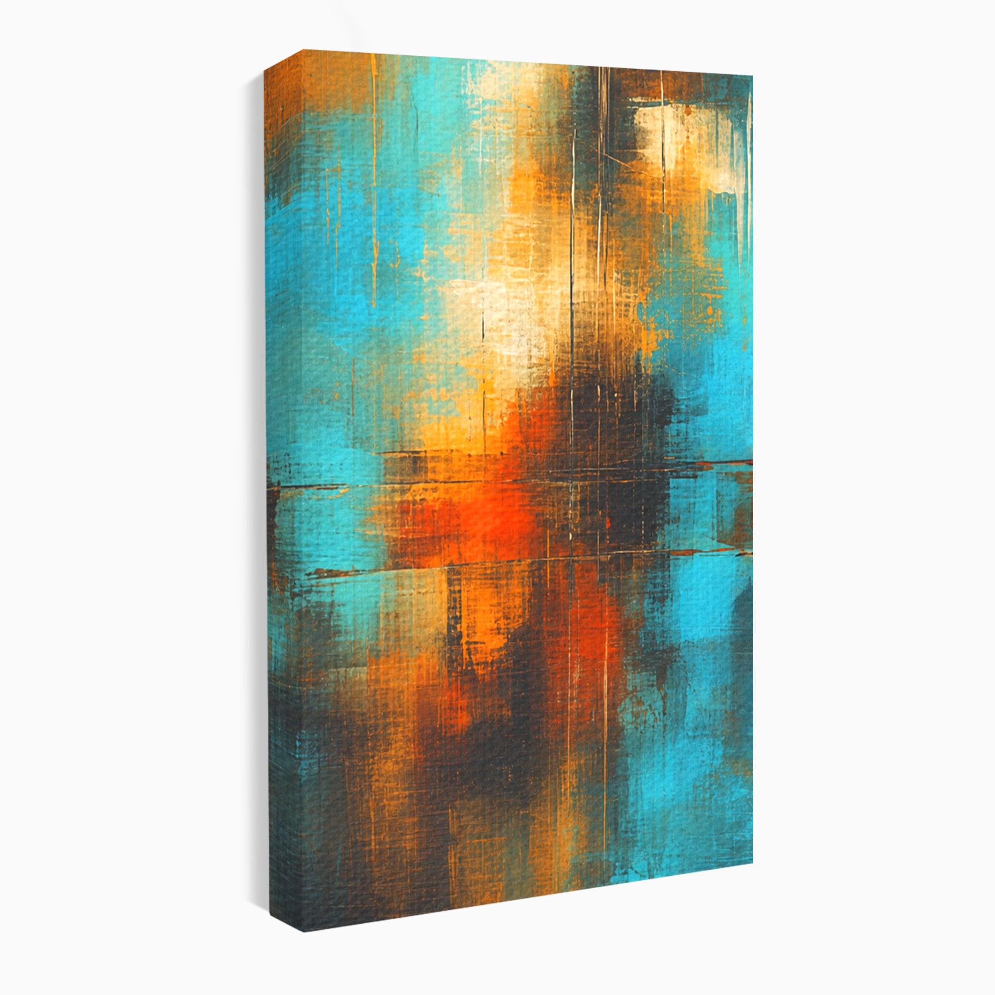 Set 3 Tablouri Canvas Premium LuxCanva® C3-1315, Ardere Lenta, Culori, Abstract, Dinamism, Modern, Portocaliu, Rosu, Albastru, Mare, Vapoare, Fereastra, Cer, Arhitectural, Ziduri, Birou, Living, Dormitor
