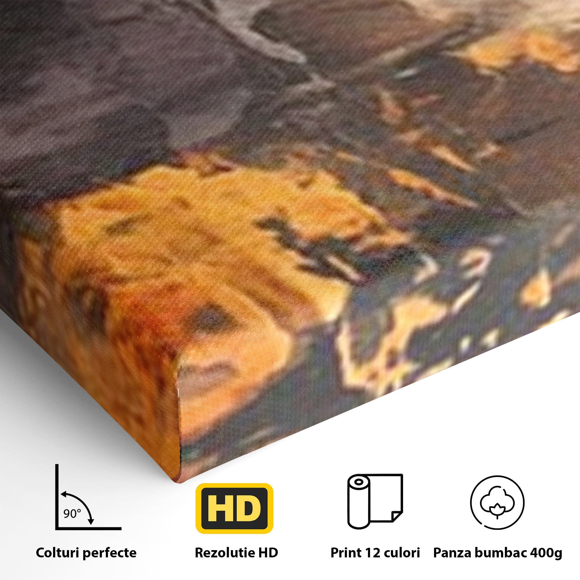 Set 3 Tablouri Canvas Premium LuxCanva® C3-1317, Hotarul Nevazut, Culori, Abstract, Dinamism, Modern, Portocaliu, Ecou, Soare, Timp, Poveste, Cer, Arhitectural, Idei, Dorinta, Birou, Living, Dormitor