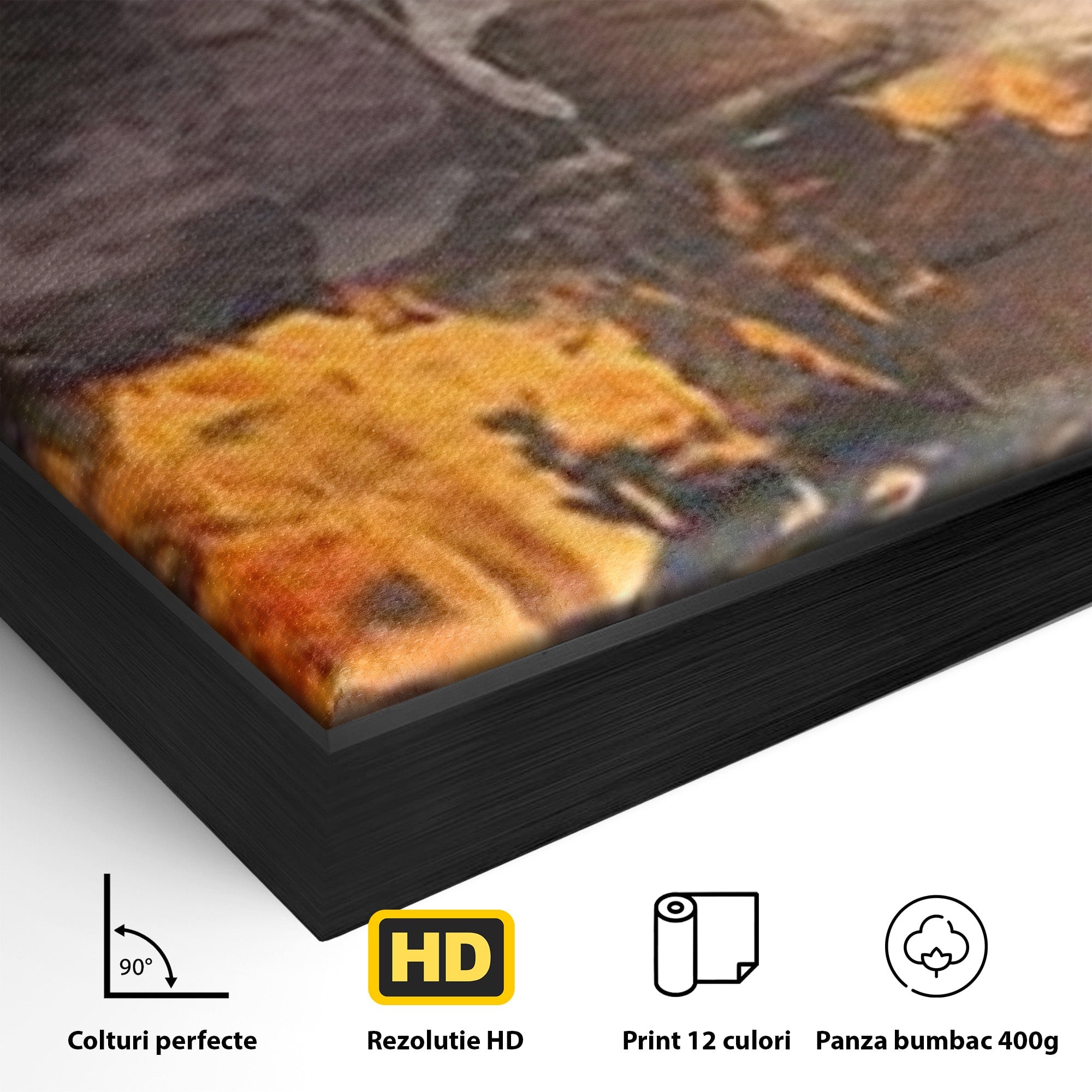 Set 3 Tablouri Canvas Premium LuxCanva® C3-1317, Hotarul Nevazut, Culori, Abstract, Dinamism, Modern, Portocaliu, Ecou, Soare, Timp, Poveste, Cer, Arhitectural, Idei, Dorinta, Birou, Living, Dormitor