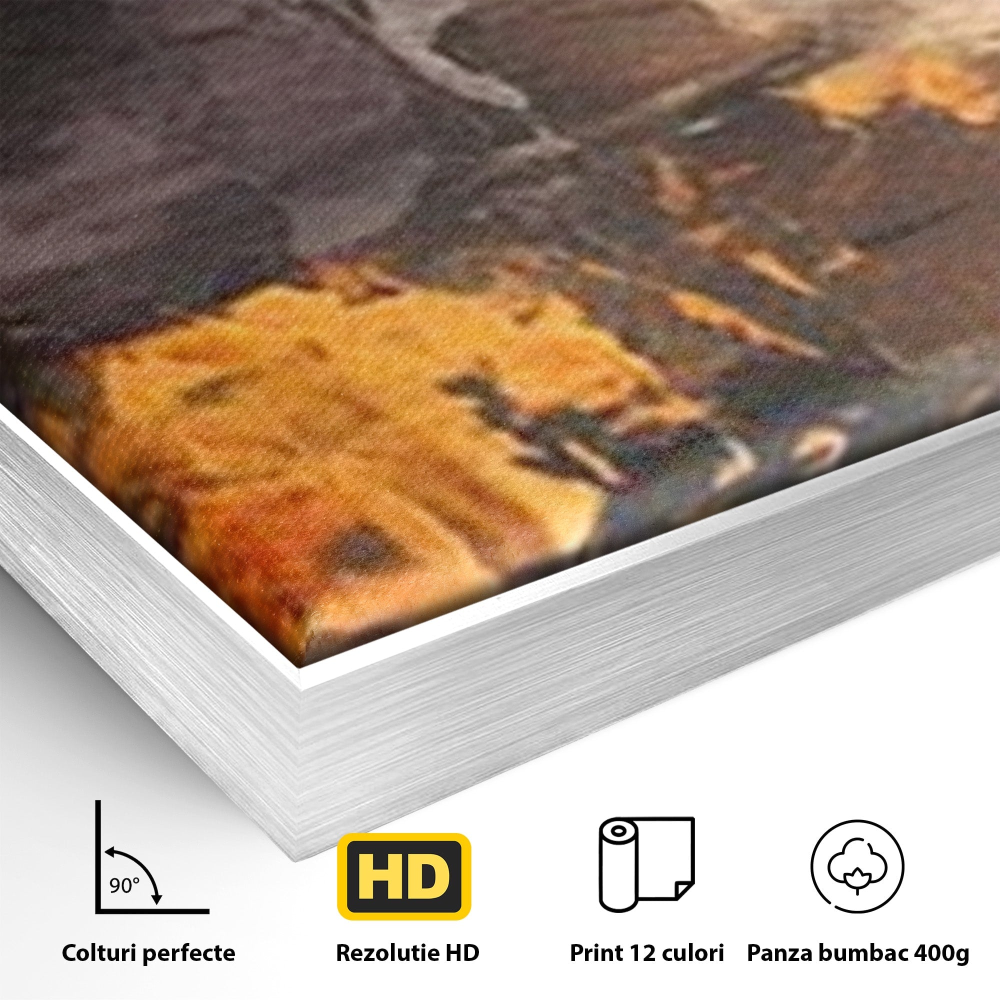 Set 3 Tablouri Canvas Premium LuxCanva® C3-1317, Hotarul Nevazut, Culori, Abstract, Dinamism, Modern, Portocaliu, Ecou, Soare, Timp, Poveste, Cer, Arhitectural, Idei, Dorinta, Birou, Living, Dormitor