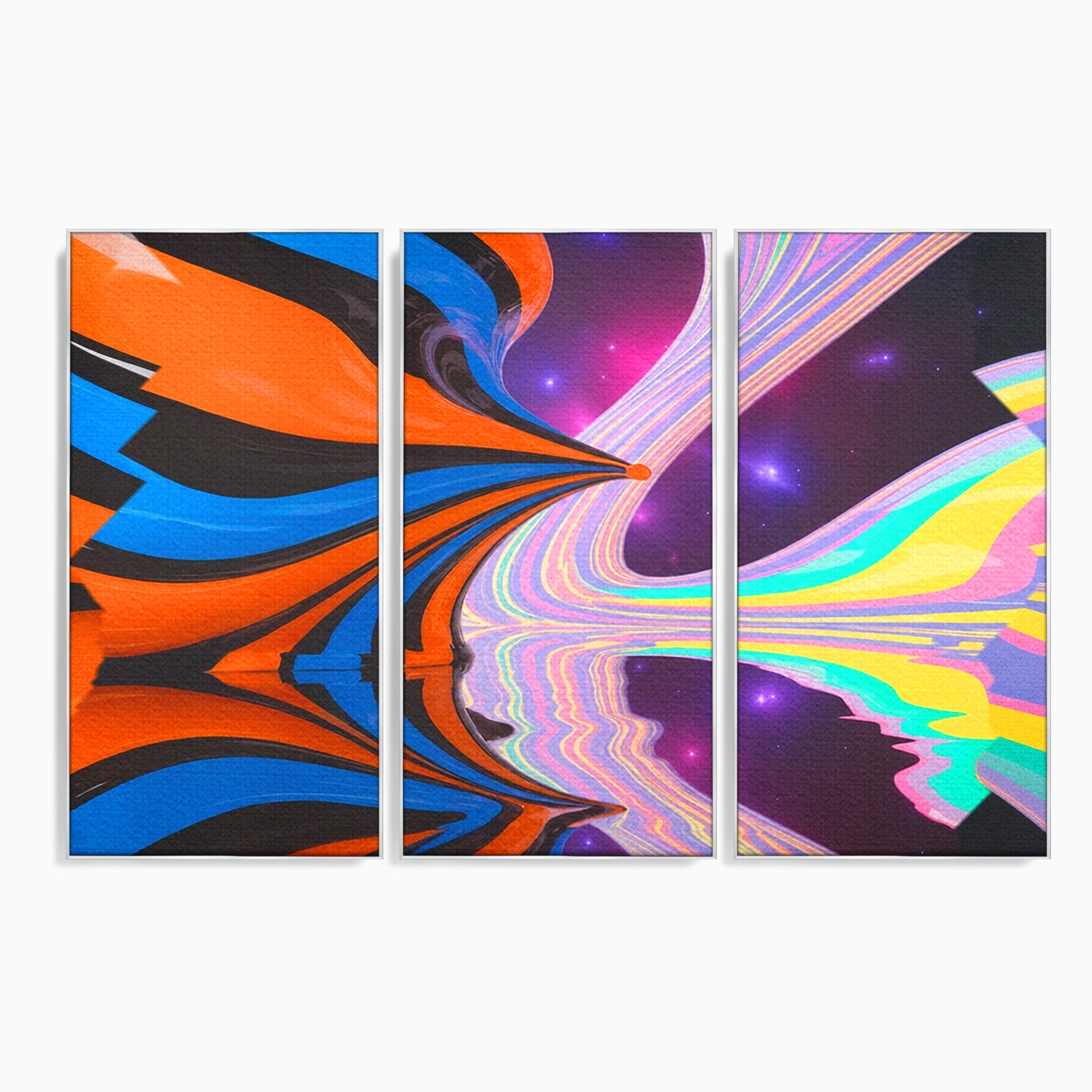 Set 3 Tablouri Canvas Premium LuxCanva® C3-1321, Universul Curcubeu, Abstract, Spatiu, Curcubeu, Living, Modern, Culori Vibrante