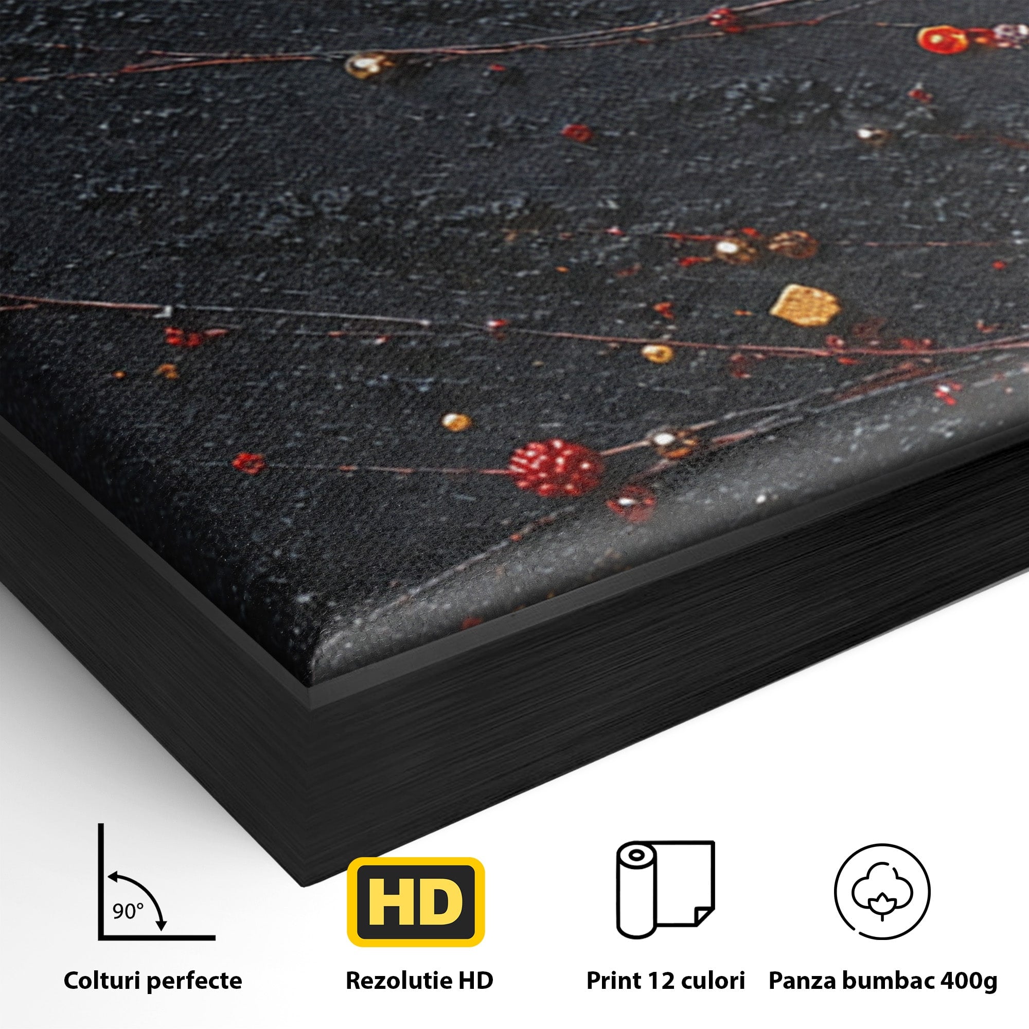 Set 3 Tablouri Canvas Premium LuxCanva® C3-1326, Explozie Abstracta, Abstract, Arta Contemporana, Explozie, Dynamic, Living, Culori Vibrante