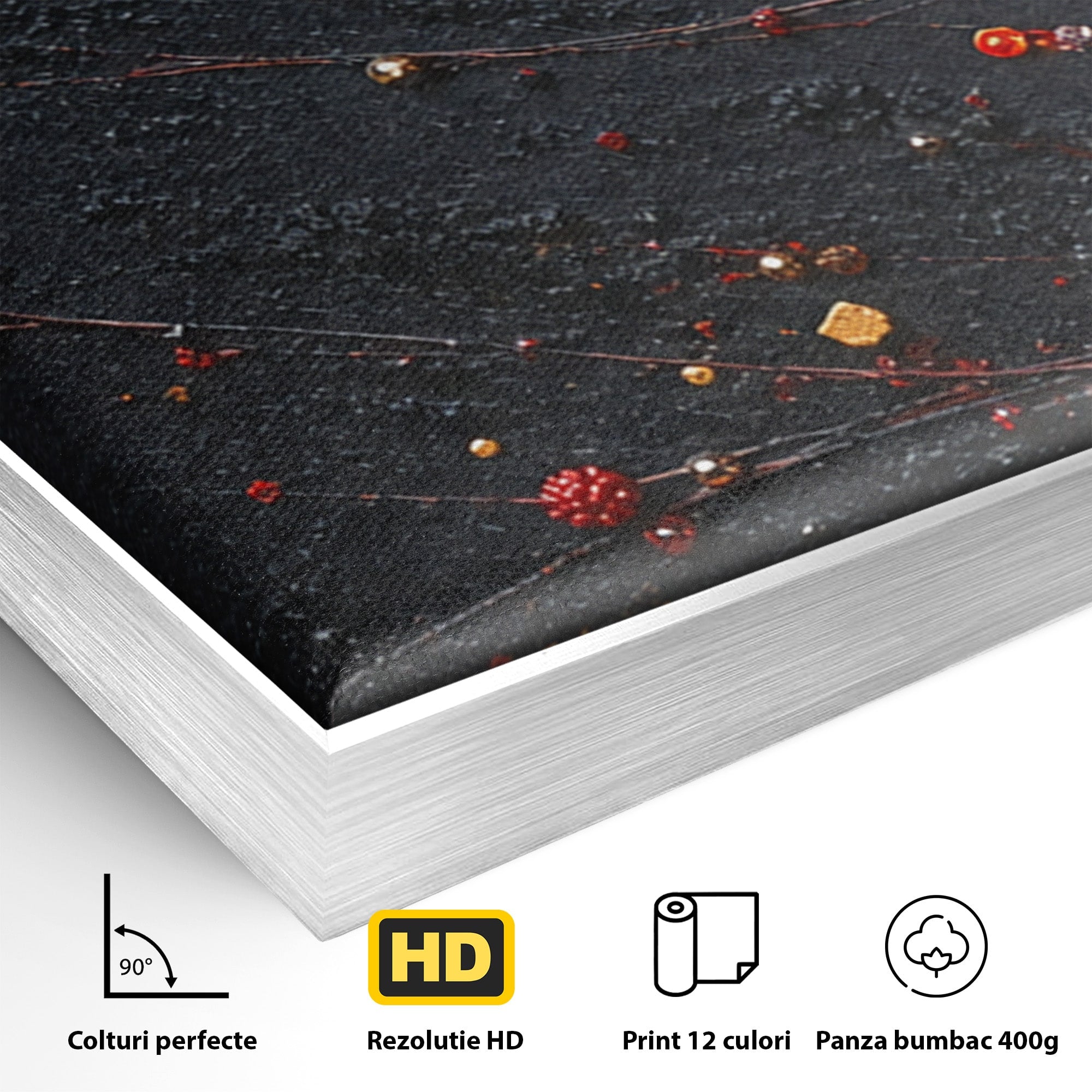 Set 3 Tablouri Canvas Premium LuxCanva® C3-1326, Explozie Abstracta, Abstract, Arta Contemporana, Explozie, Dynamic, Living, Culori Vibrante