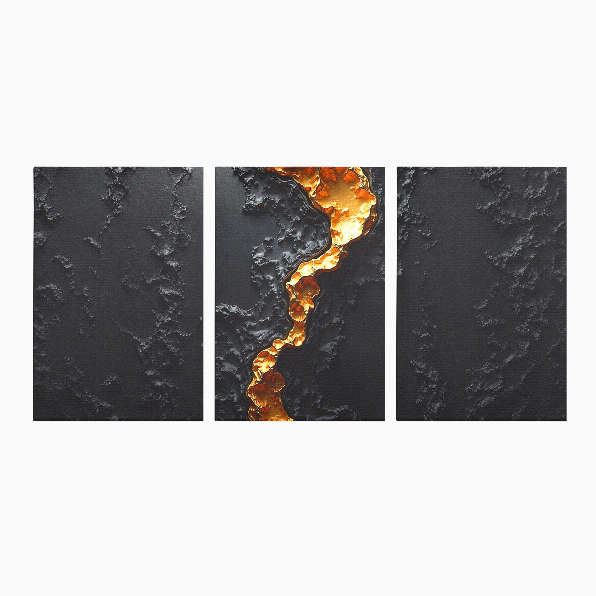 Set 3 Tablouri Canvas Premium LuxCanva® C3-1331, Rau De Aur, Abstract, Textura, Modern, Birou, Eleganta, Culori Vibrante