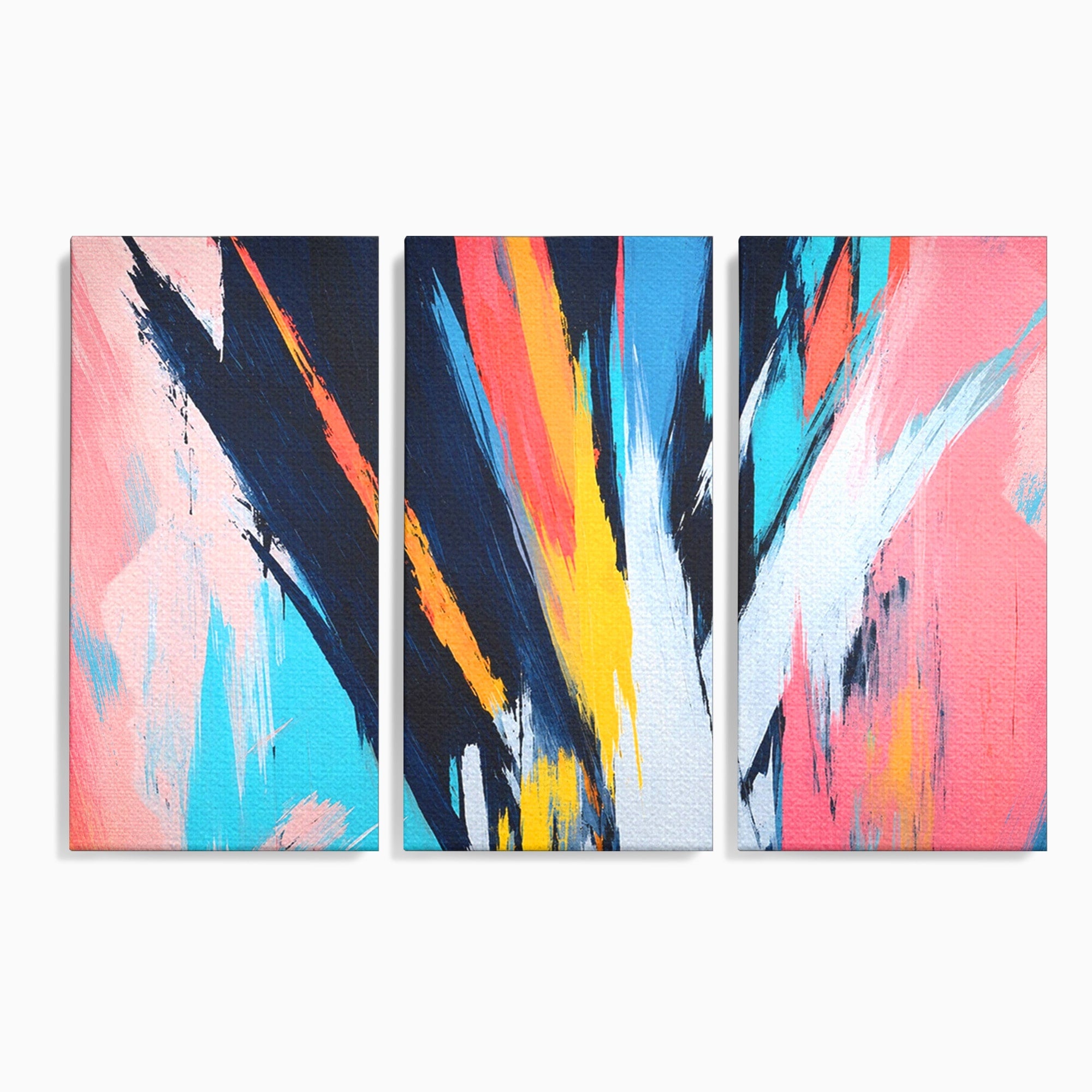 Set 3 Tablouri Canvas Premium LuxCanva® C3-1337, Abstract Dinamic, Abstract, Modern, Energetic, Living, Birou, Culori Vibrante