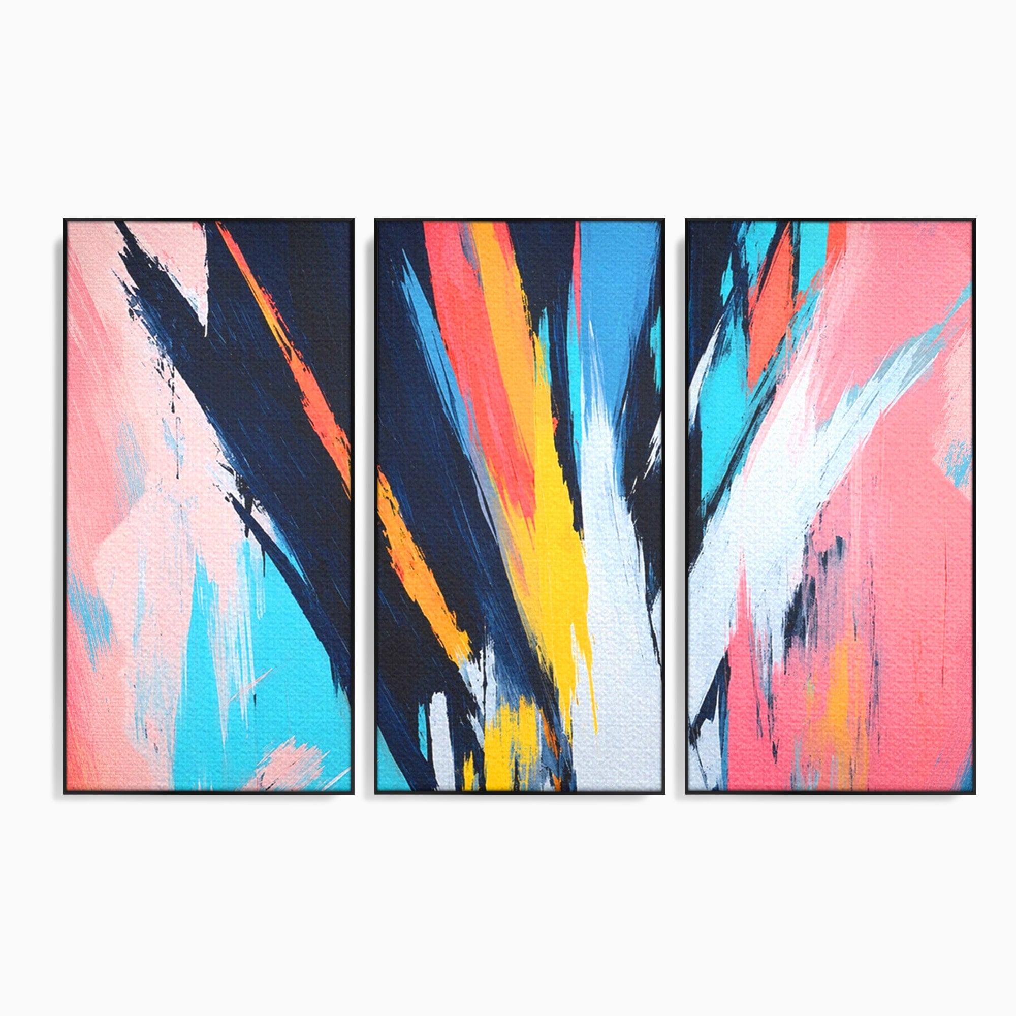 Set 3 Tablouri Canvas Premium LuxCanva® C3-1337, Abstract Dinamic, Abstract, Modern, Energetic, Living, Birou, Culori Vibrante