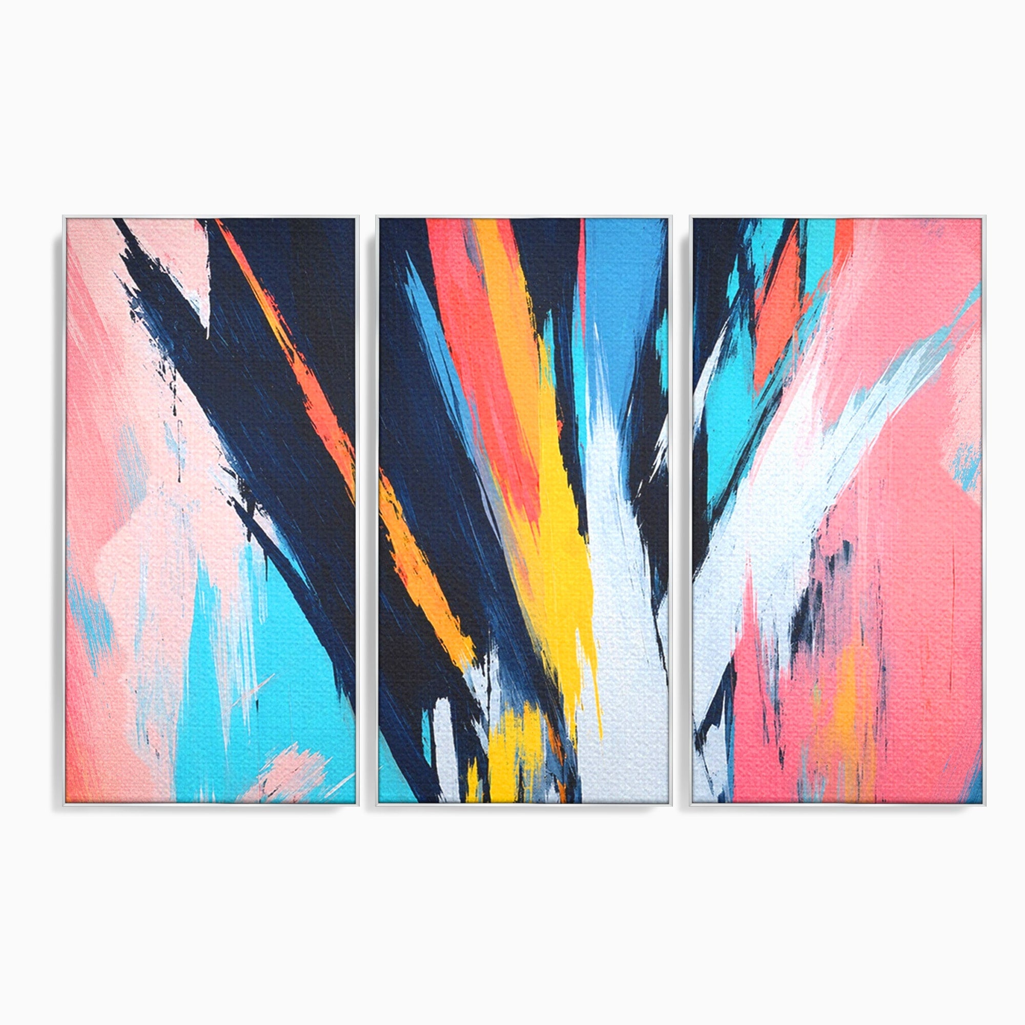 Set 3 Tablouri Canvas Premium LuxCanva® C3-1337, Abstract Dinamic, Abstract, Modern, Energetic, Living, Birou, Culori Vibrante