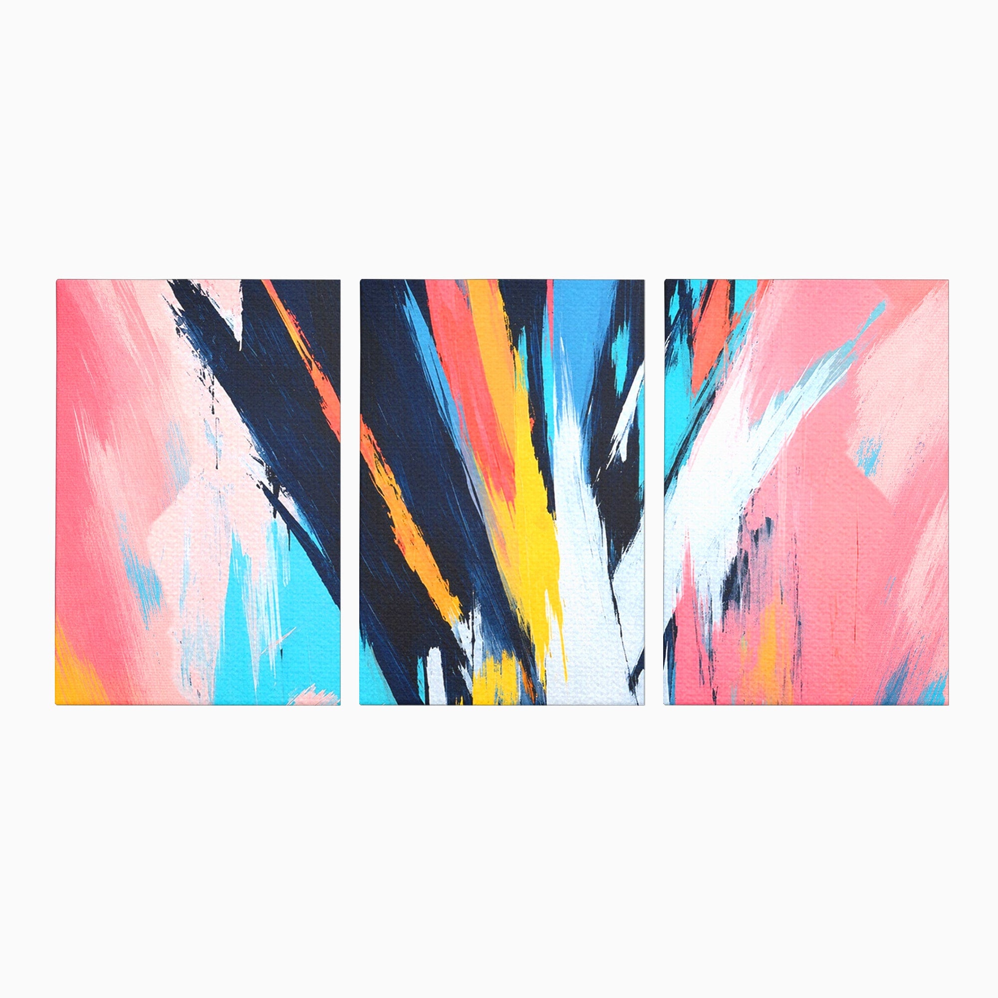 Set 3 Tablouri Canvas Premium LuxCanva® C3-1337, Abstract Dinamic, Abstract, Modern, Energetic, Living, Birou, Culori Vibrante