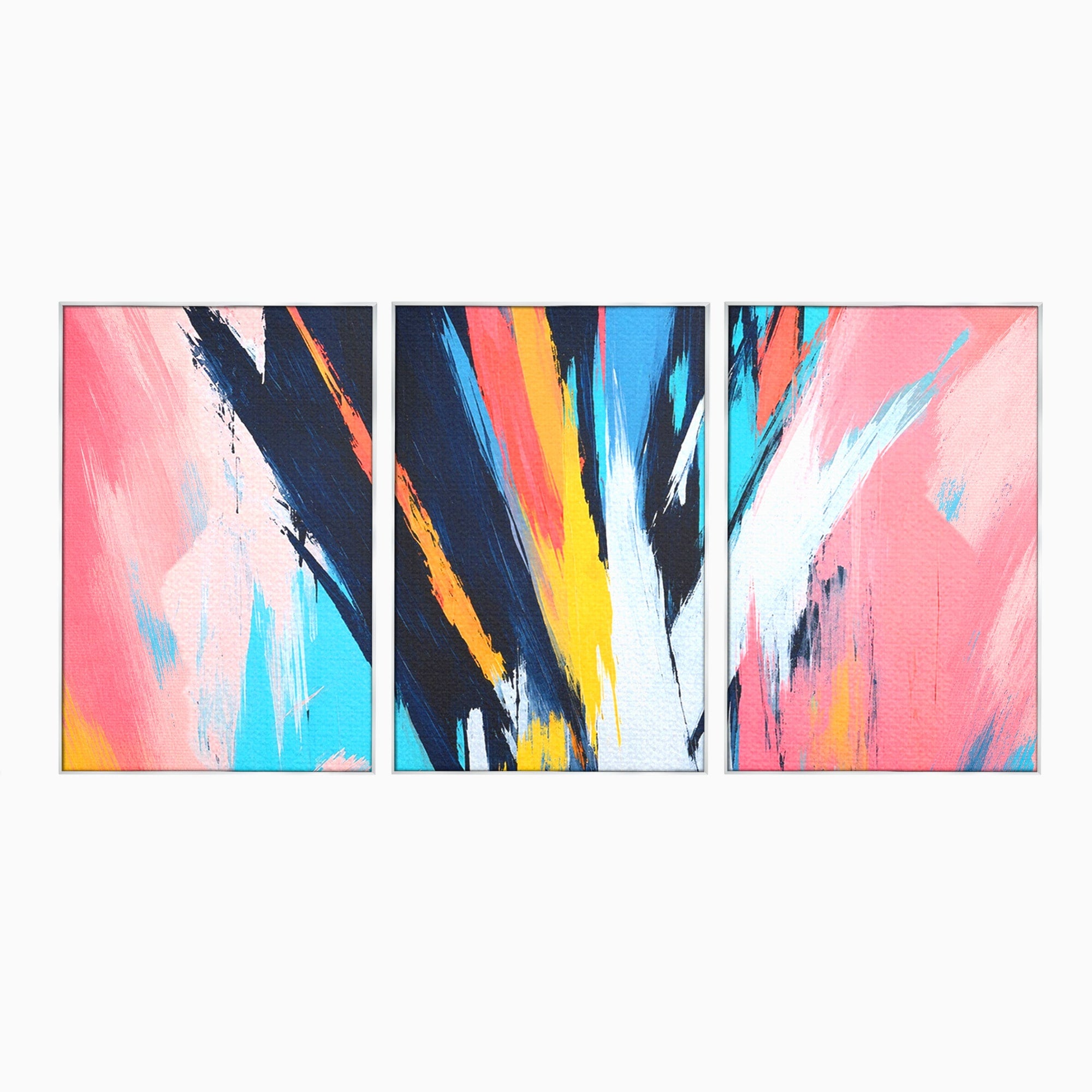 Set 3 Tablouri Canvas Premium LuxCanva® C3-1337, Abstract Dinamic, Abstract, Modern, Energetic, Living, Birou, Culori Vibrante
