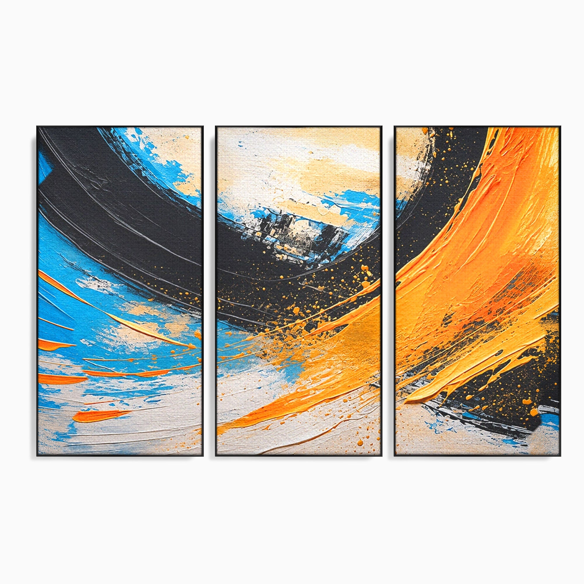 Set 3 Tablouri Canvas Premium LuxCanva® C3-1340, Vortex Abstract, Abstract, Modern, Dinamic, Energetic, Living, Birou, Culori Vibrante
