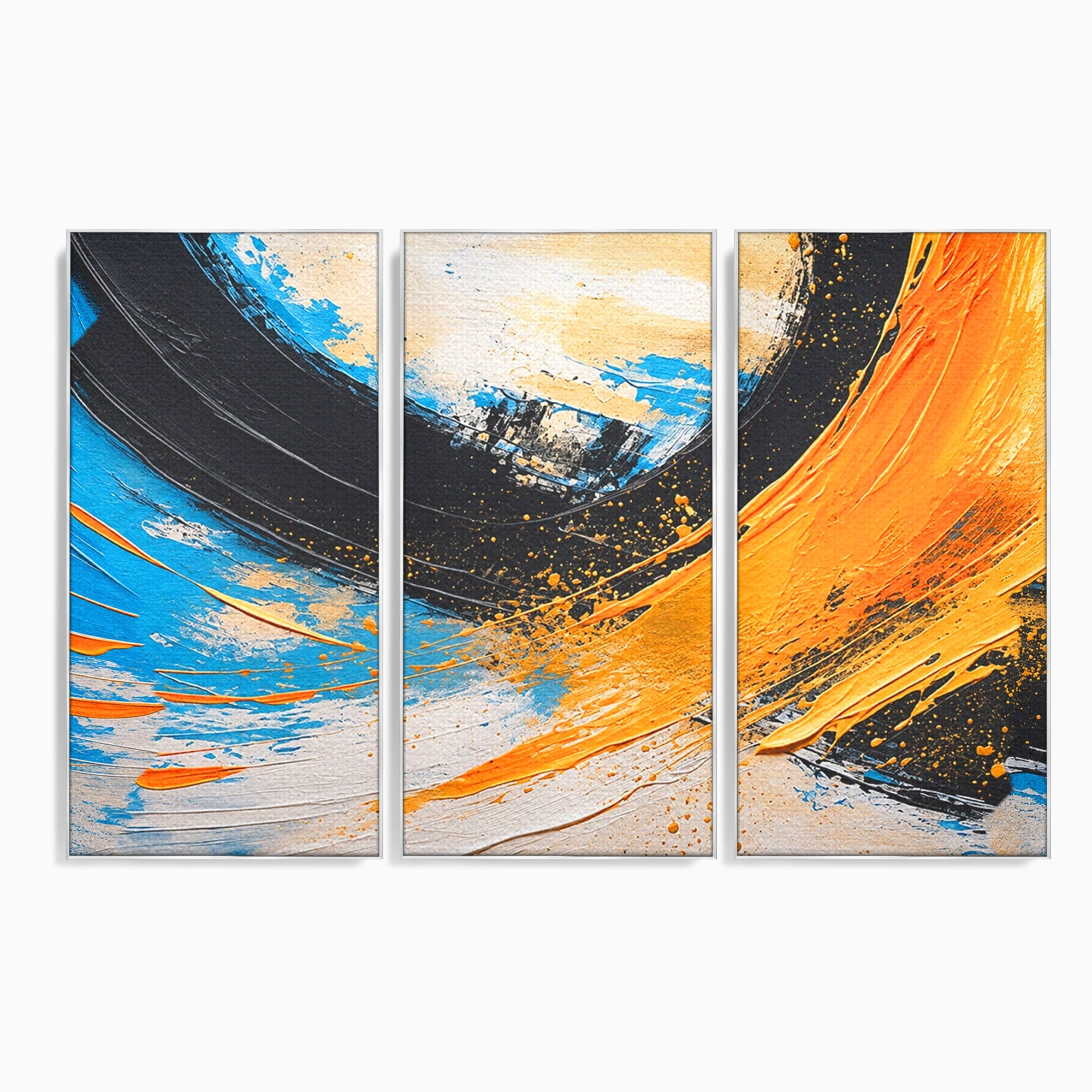 Set 3 Tablouri Canvas Premium LuxCanva® C3-1340, Vortex Abstract, Abstract, Modern, Dinamic, Energetic, Living, Birou, Culori Vibrante