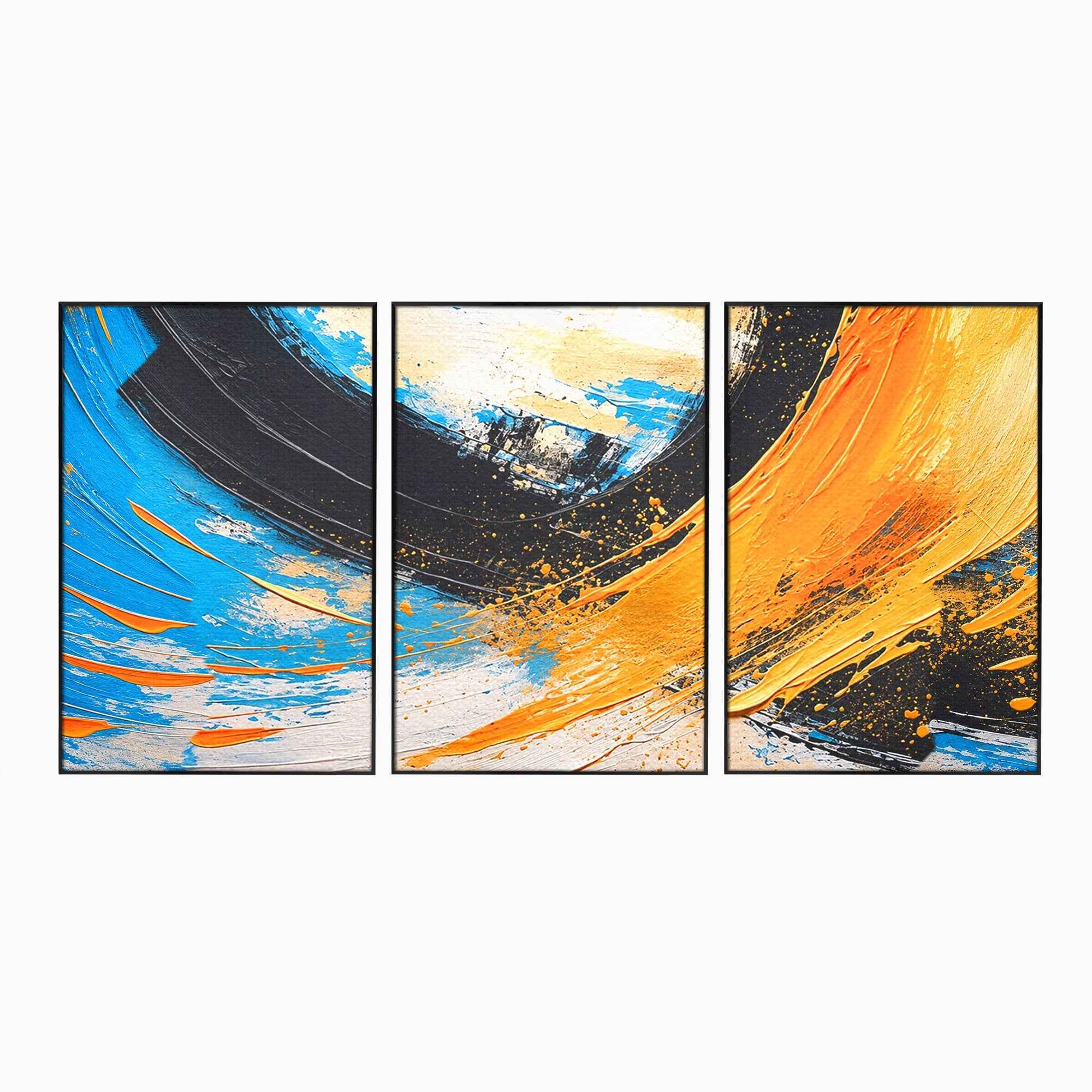 Set 3 Tablouri Canvas Premium LuxCanva® C3-1340, Vortex Abstract, Abstract, Modern, Dinamic, Energetic, Living, Birou, Culori Vibrante