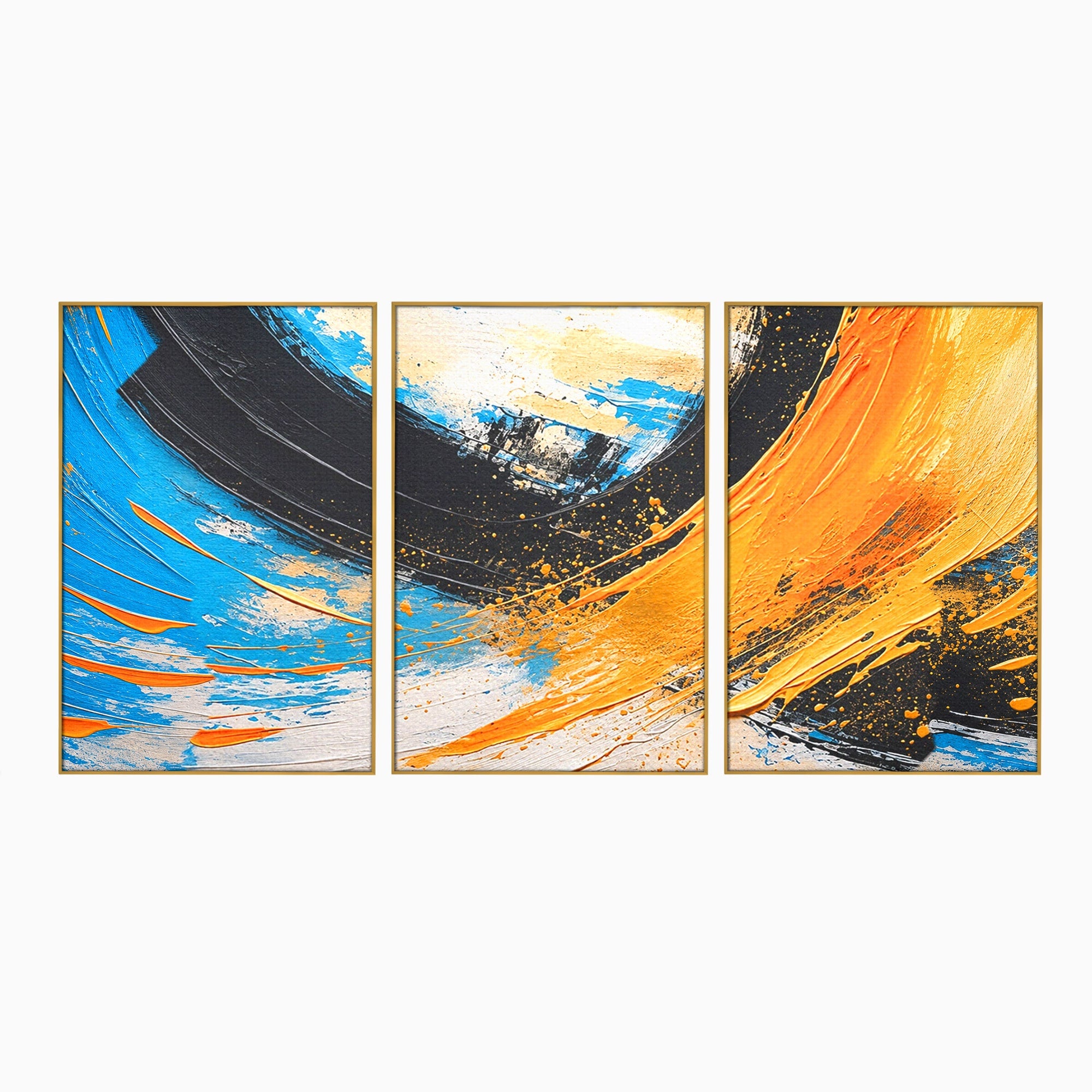 Set 3 Tablouri Canvas Premium LuxCanva® C3-1340, Vortex Abstract, Abstract, Modern, Dinamic, Energetic, Living, Birou, Culori Vibrante