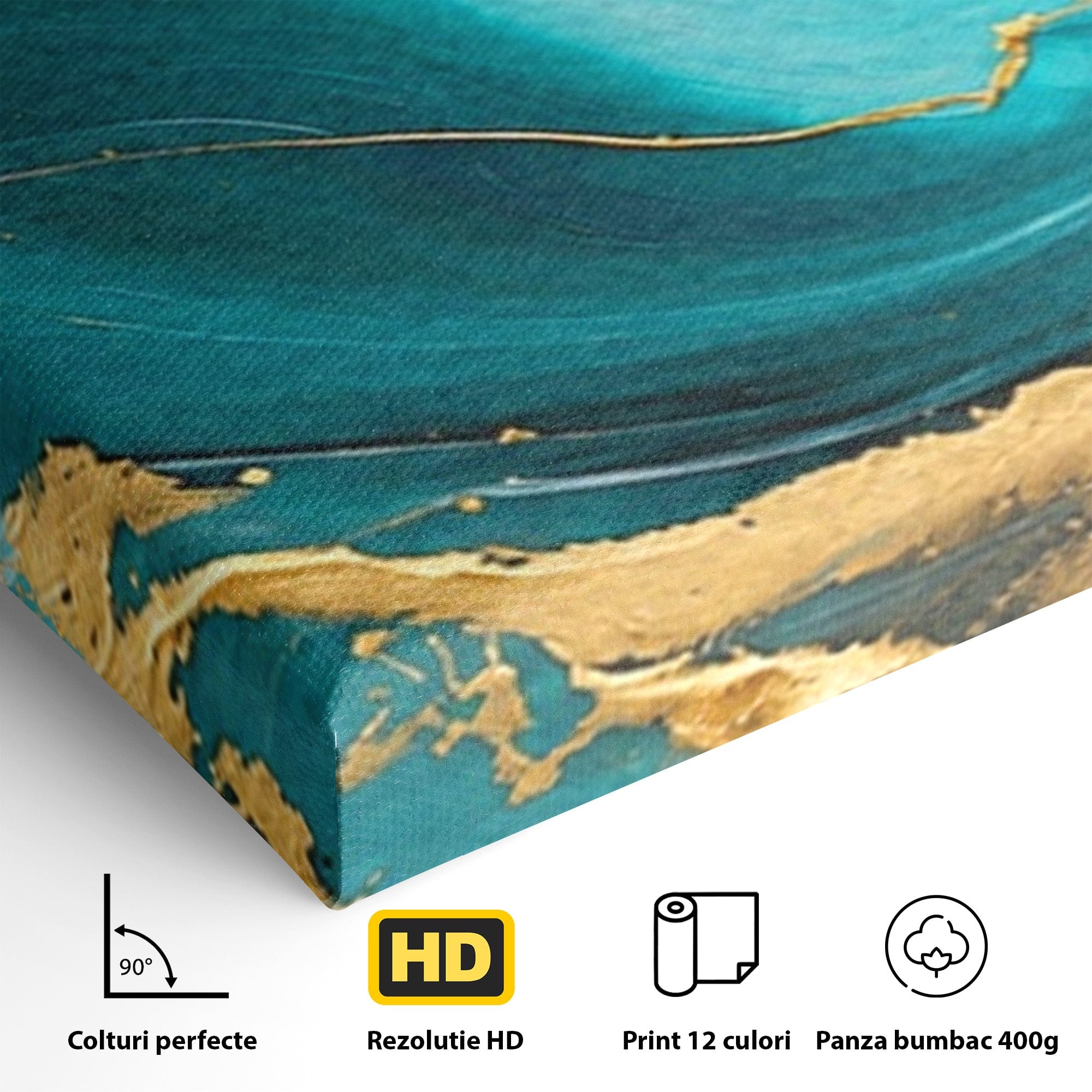 Set 3 Tablouri Canvas Premium LuxCanva® C3-1343, Flux De Aur, Abstract, Arta, Modern, Eleganta, Living, Birou, Culori Vibrante
