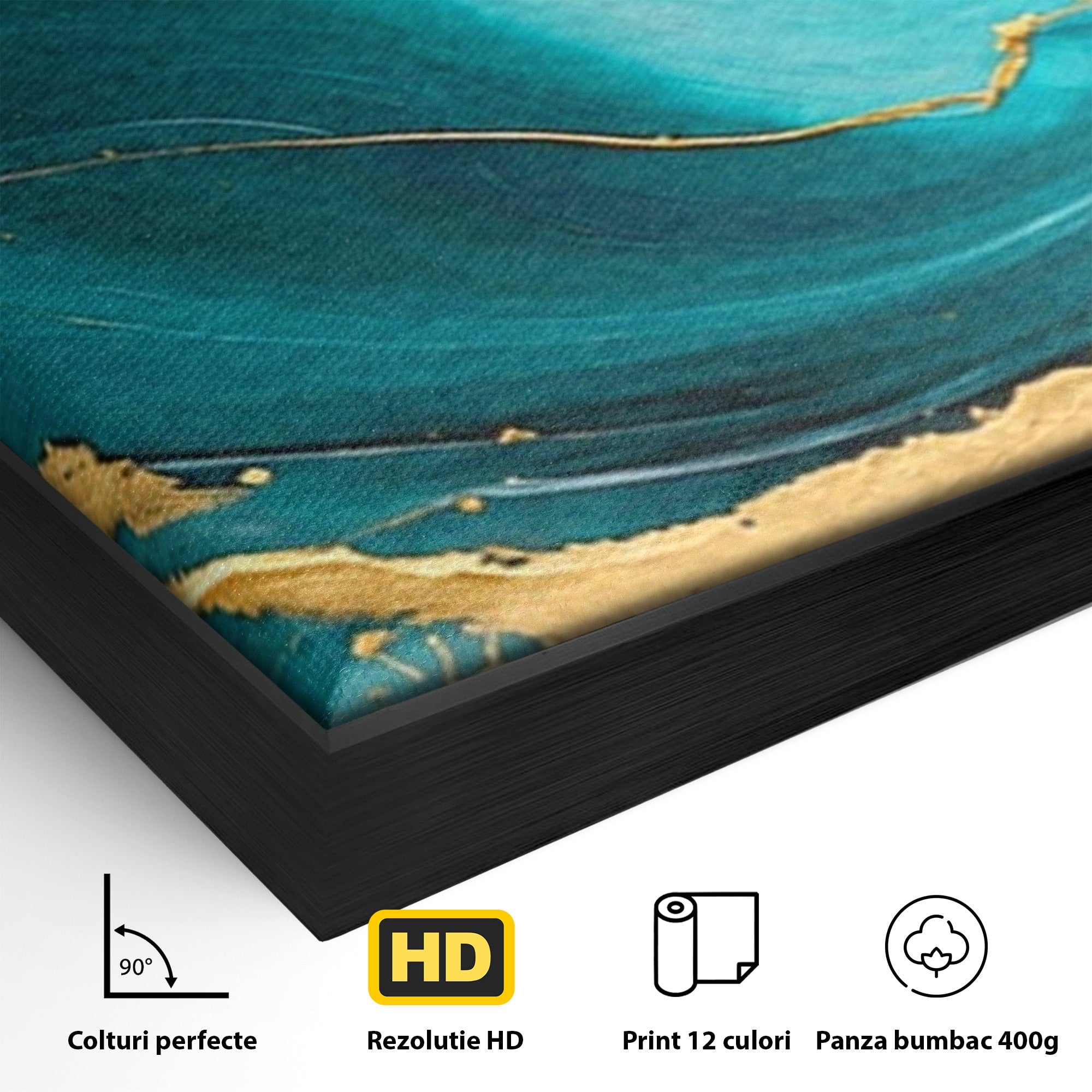 Set 3 Tablouri Canvas Premium LuxCanva® C3-1343, Flux De Aur, Abstract, Arta, Modern, Eleganta, Living, Birou, Culori Vibrante
