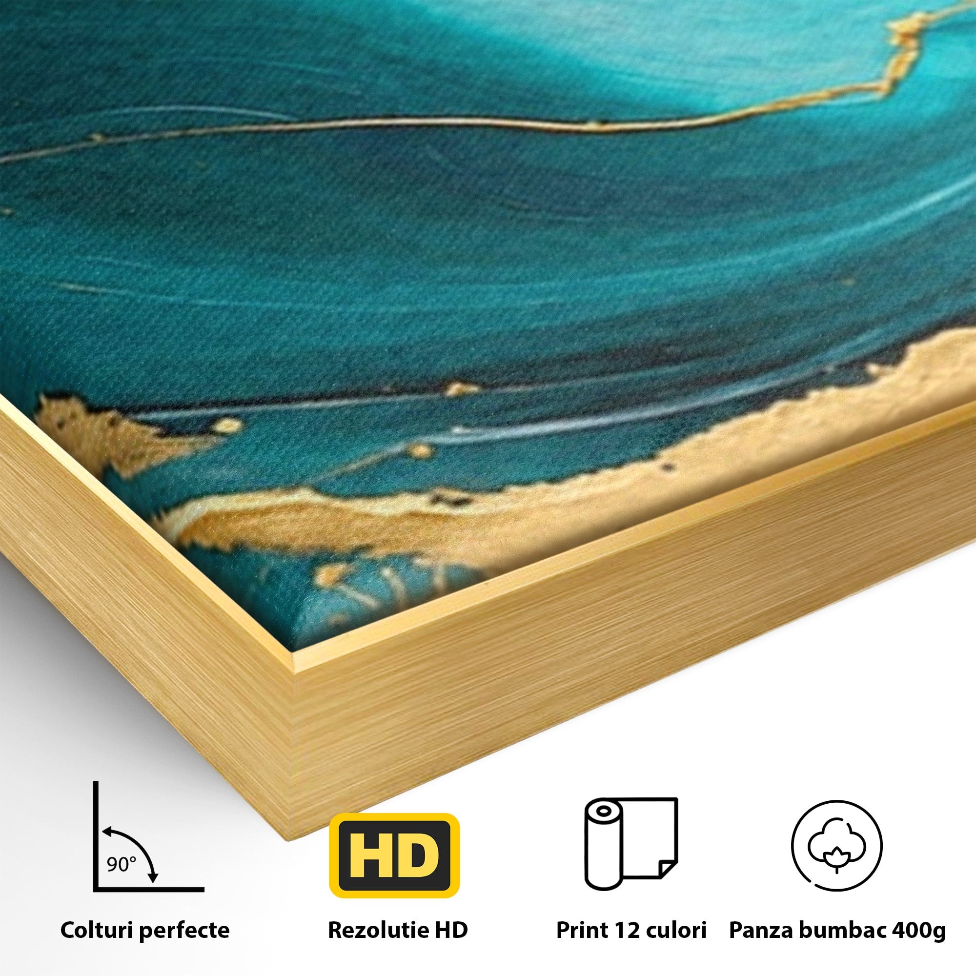 Set 3 Tablouri Canvas Premium LuxCanva® C3-1343, Flux De Aur, Abstract, Arta, Modern, Eleganta, Living, Birou, Culori Vibrante