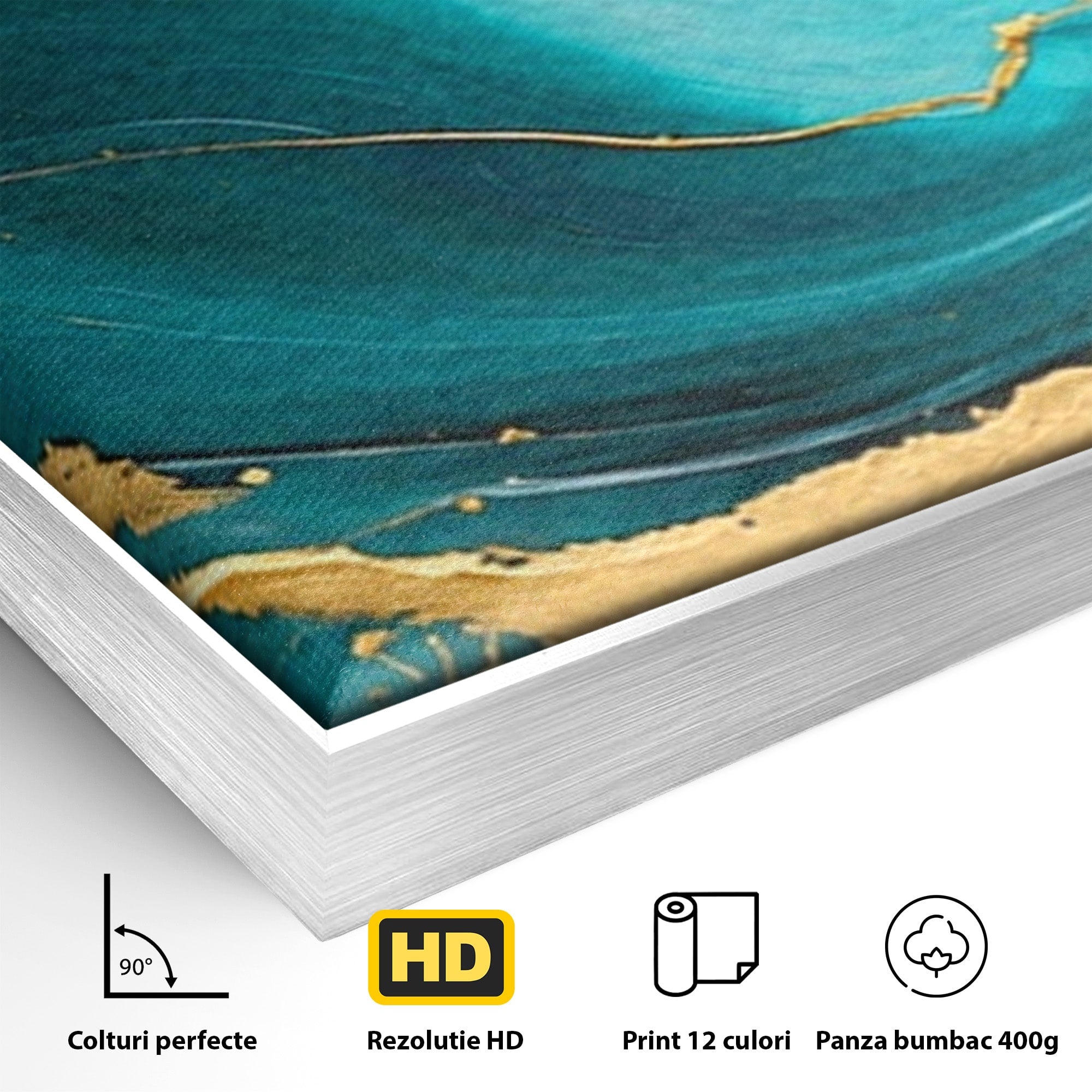 Set 3 Tablouri Canvas Premium LuxCanva® C3-1343, Flux De Aur, Abstract, Arta, Modern, Eleganta, Living, Birou, Culori Vibrante