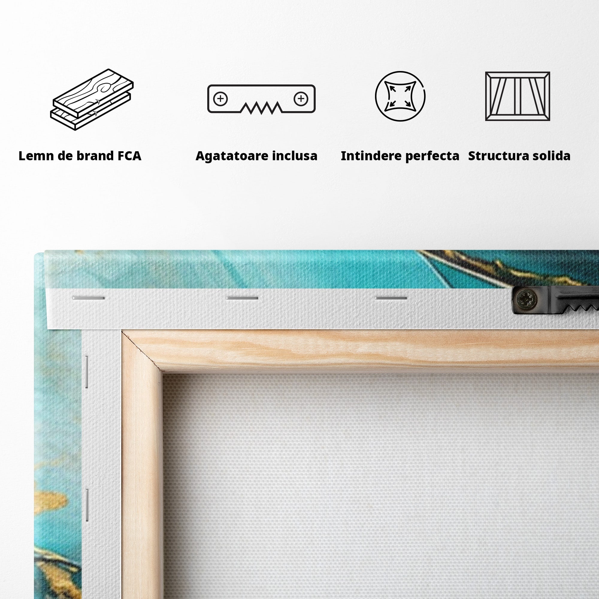 Set 3 Tablouri Canvas Premium LuxCanva® C3-1343, Flux De Aur, Abstract, Arta, Modern, Eleganta, Living, Birou, Culori Vibrante